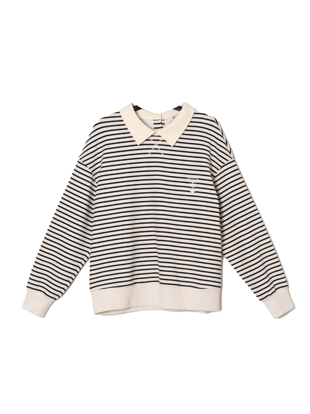 Luella SR Logo Embroidered Contrast Collar Striped Sweatshirt