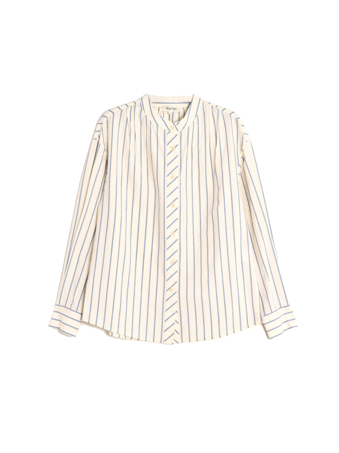 Adelaide Stand Collar Stripes Blouse