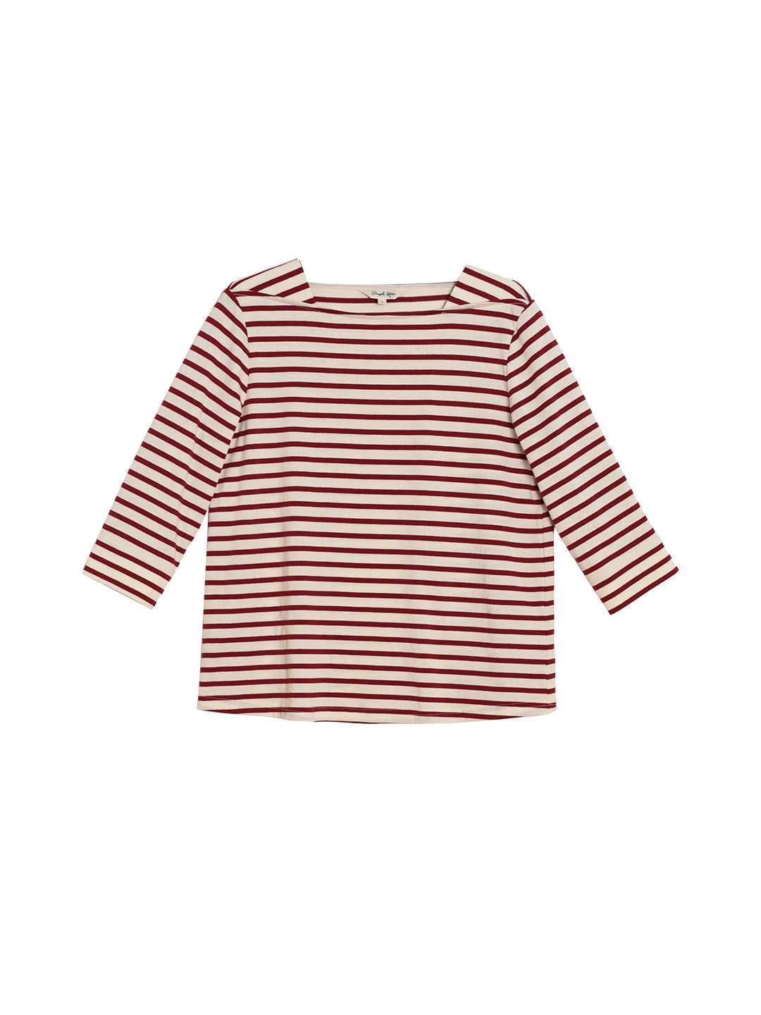 Violet Round Neck Striped Cotton T-shirt