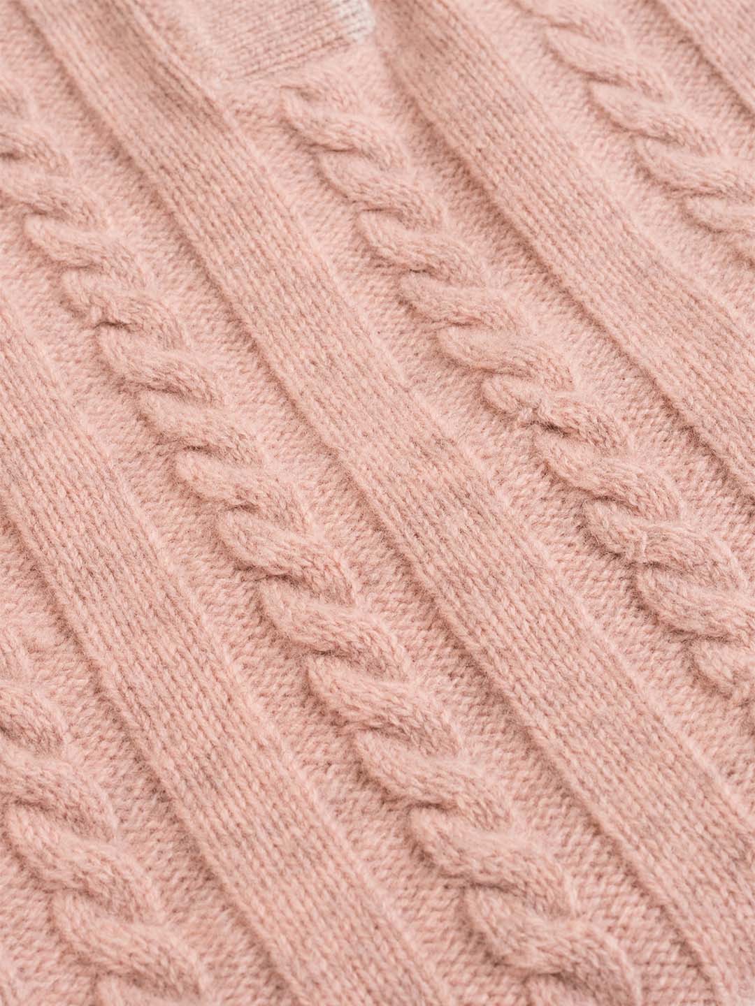 Emilia Polo Collar Cable-Knit Pink 100% Wool Sweater