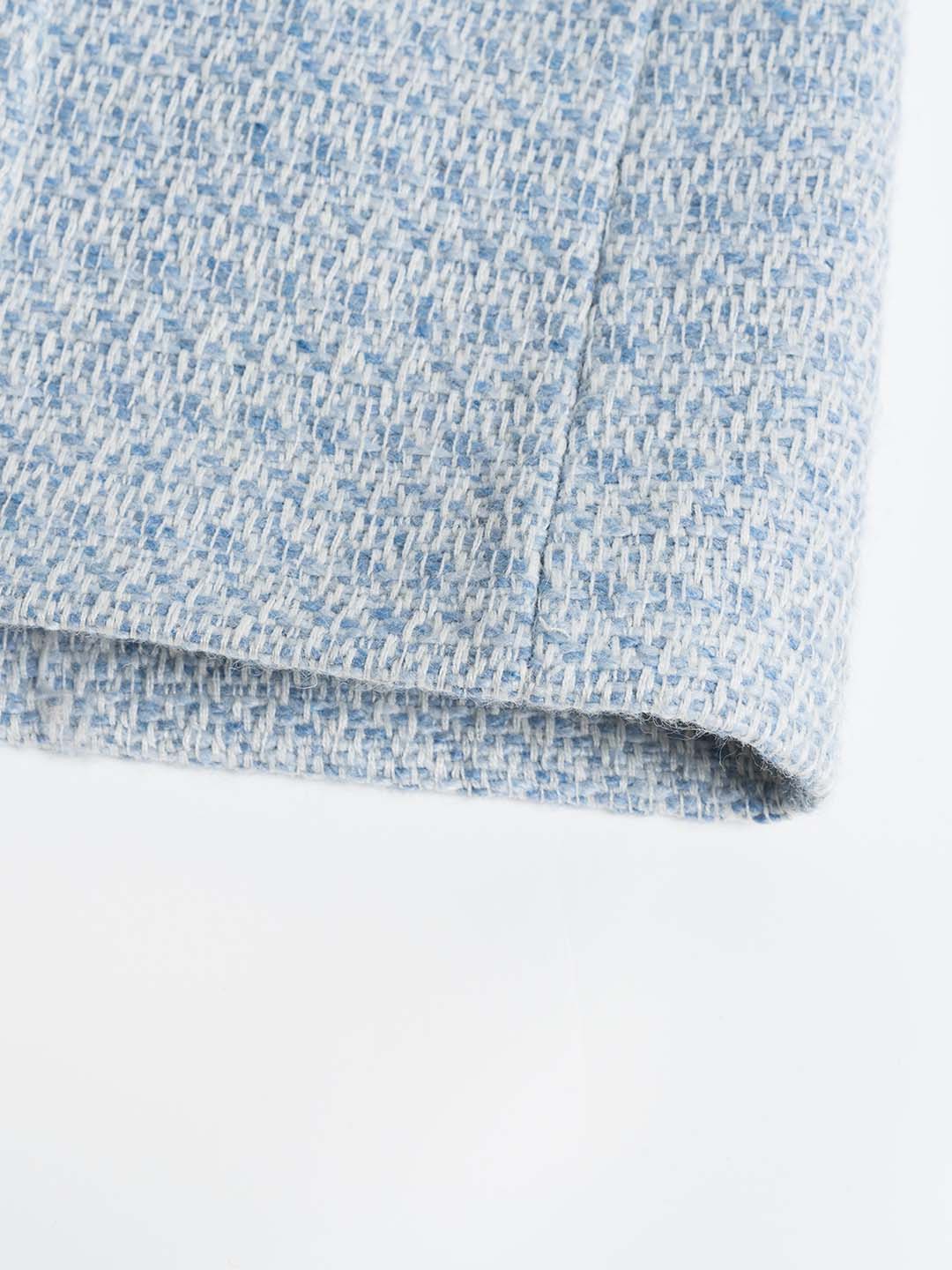 Sophia Simple Lapel Tweed Baby Blue Jacket