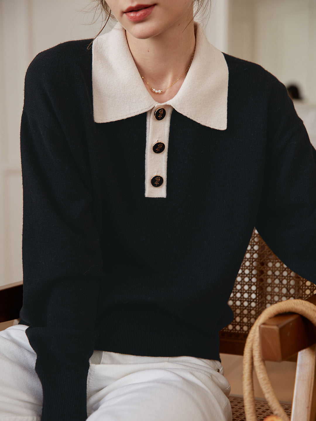 Contrast collar clearance sweater