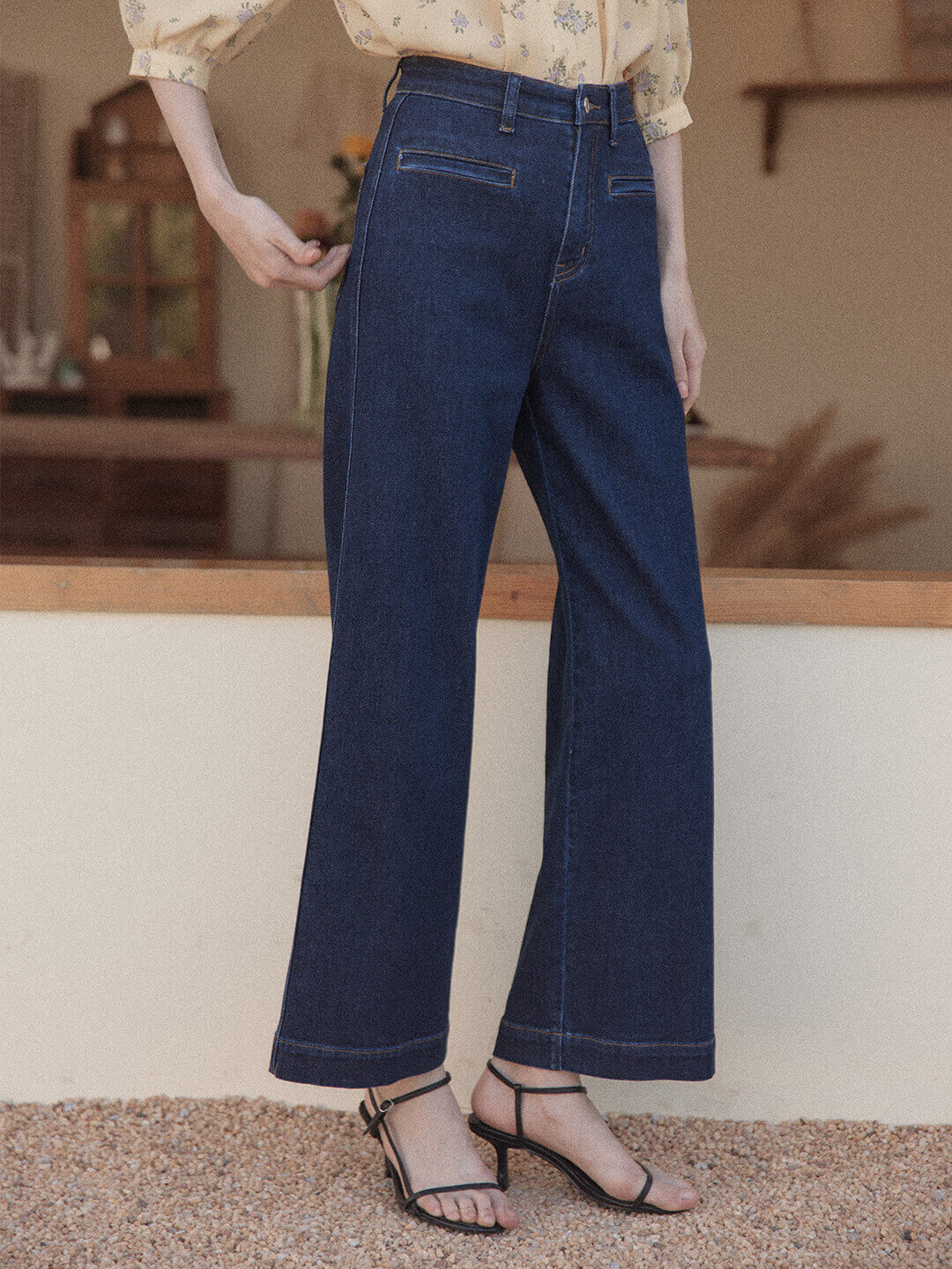 Aurora High-waisted Wide Leg Blue Jeans/Simple Retro/66044