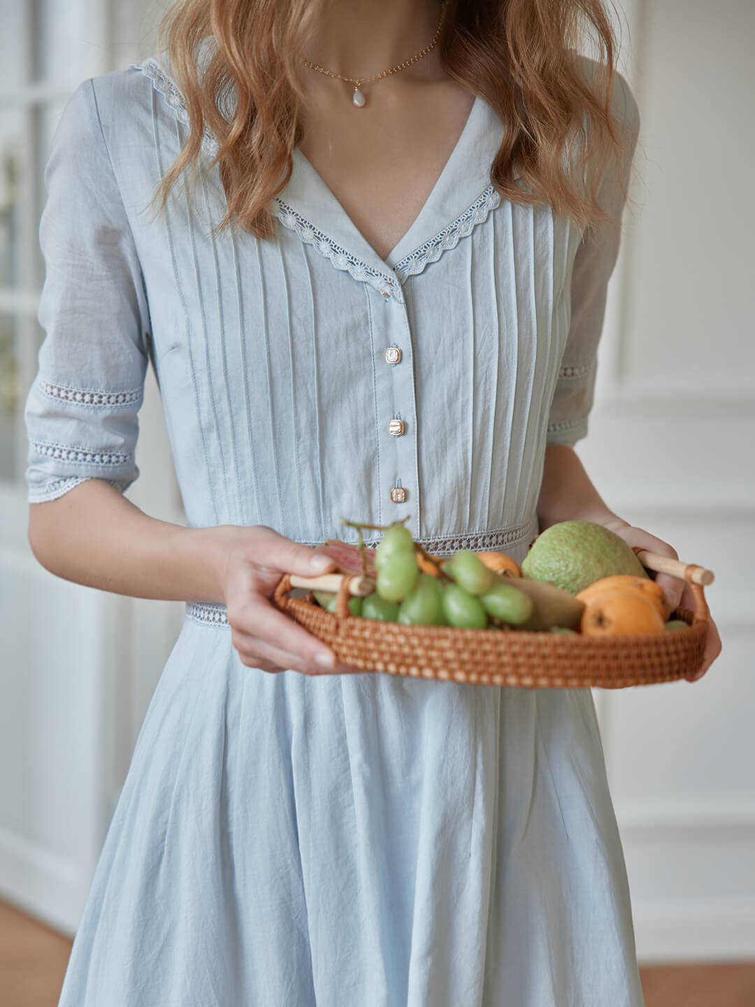 Fiona 100% Cotton White Midi Dress