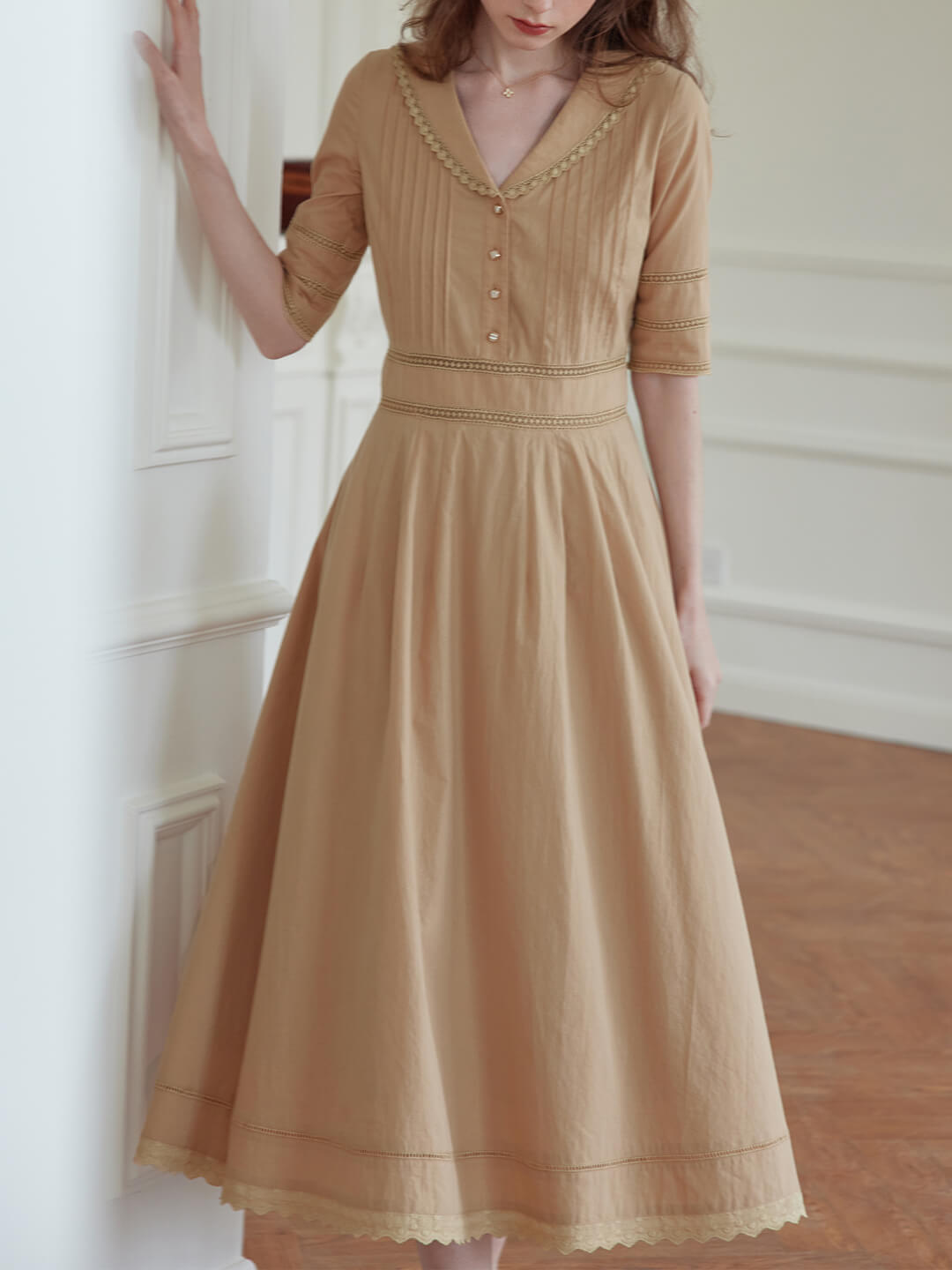 Fiona Cotton White Midi Dress