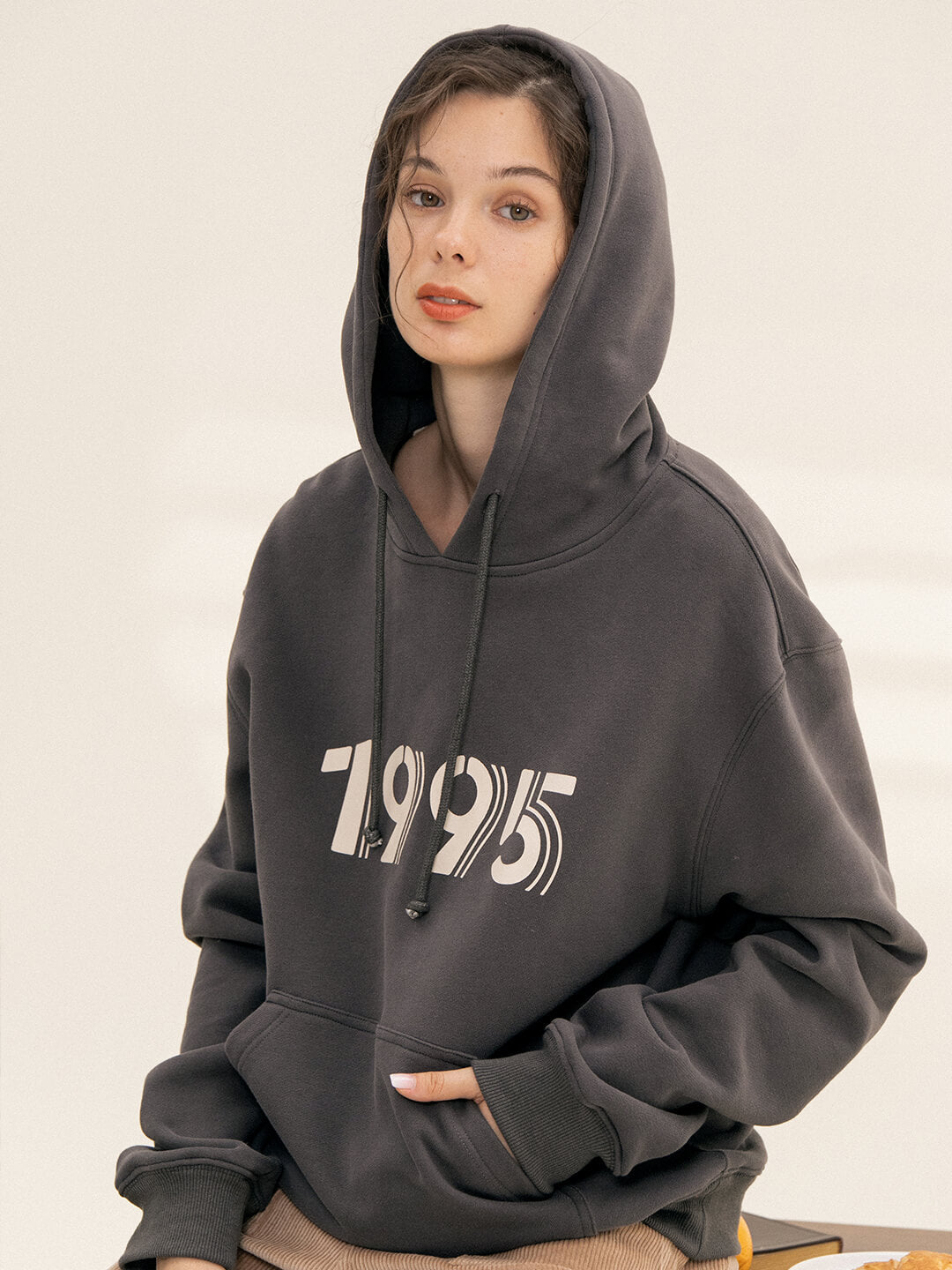 Nicole Numbers Printed Fleece Hoodie/Simple Retro/55144