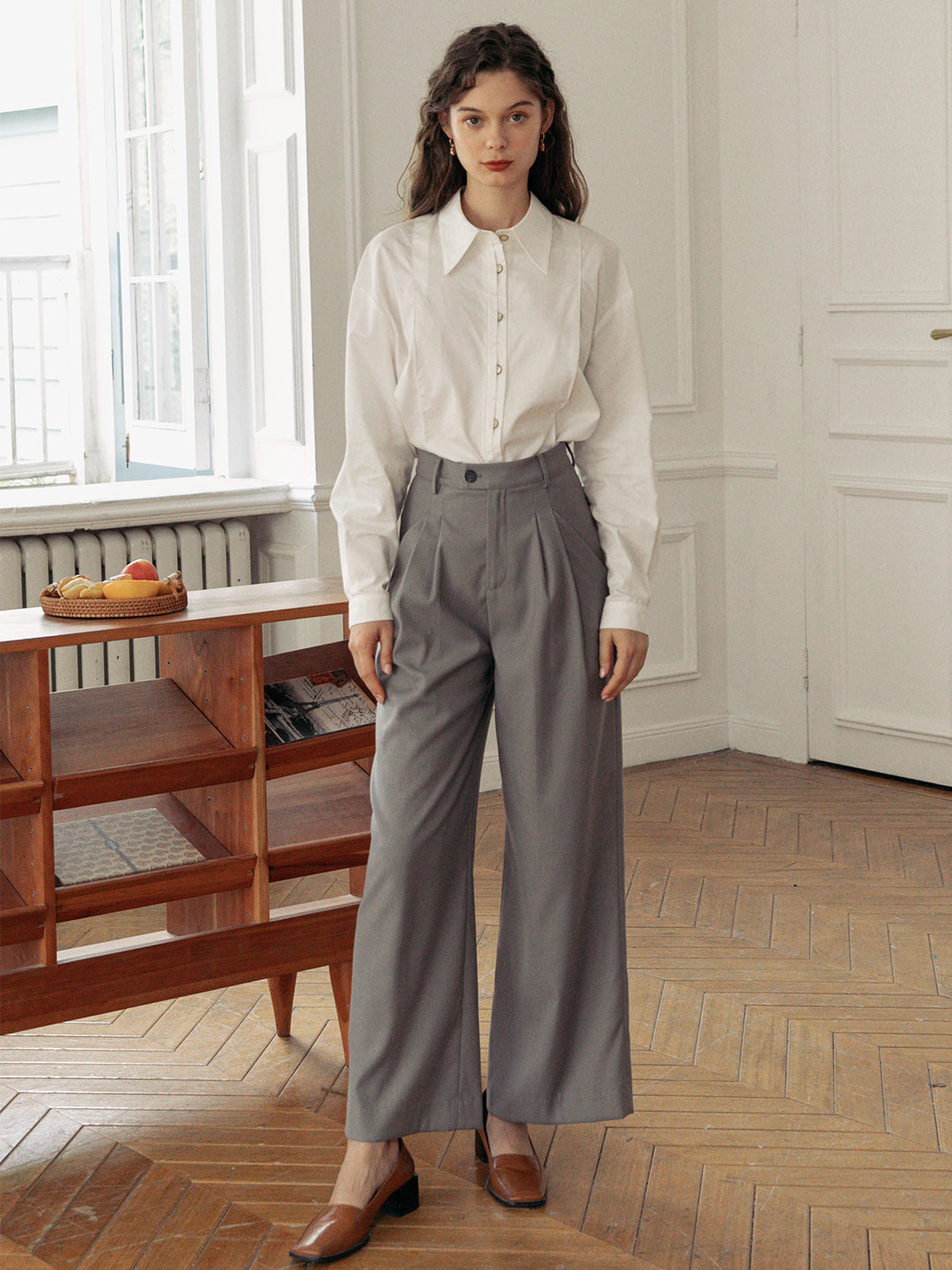 Leah High-waisted Straight Trousers/Simple Retro/11298