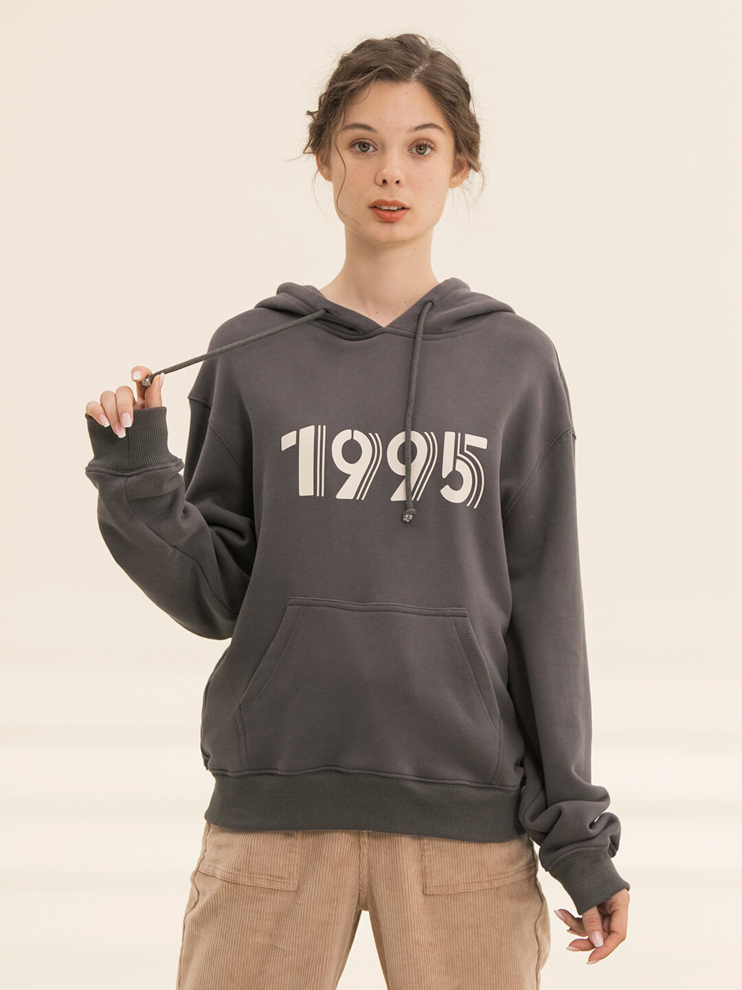 Nicole Numbers Printed Fleece Hoodie/Simple Retro/55144