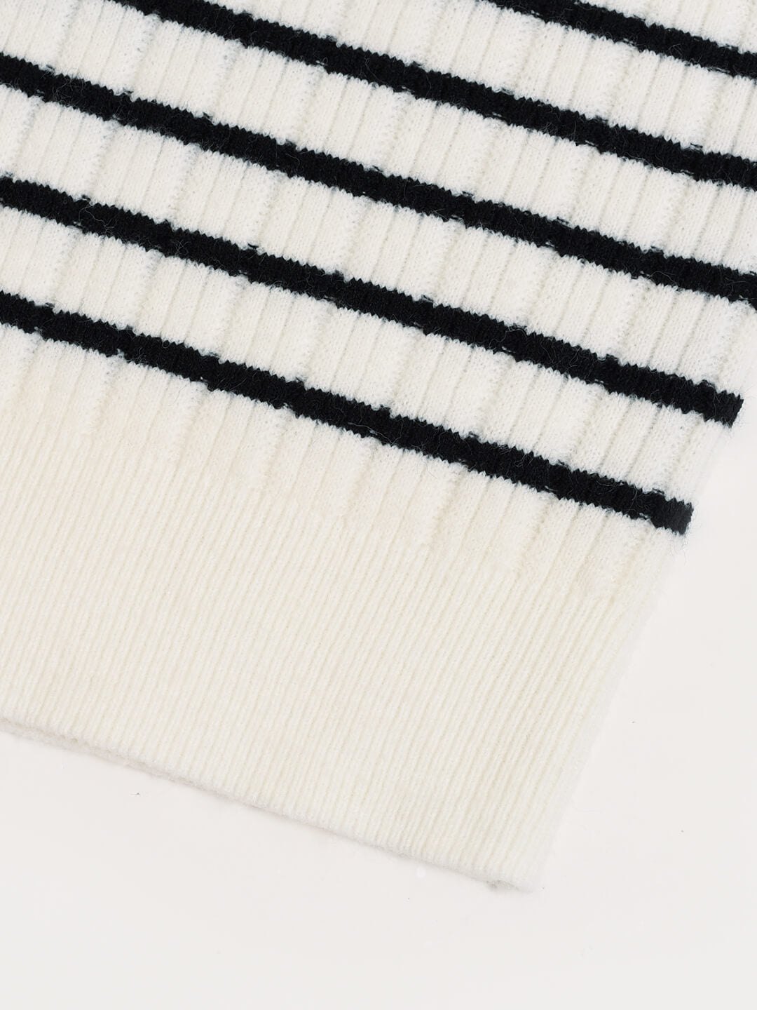 Davian Striped White Polo Knit Top/simple retro