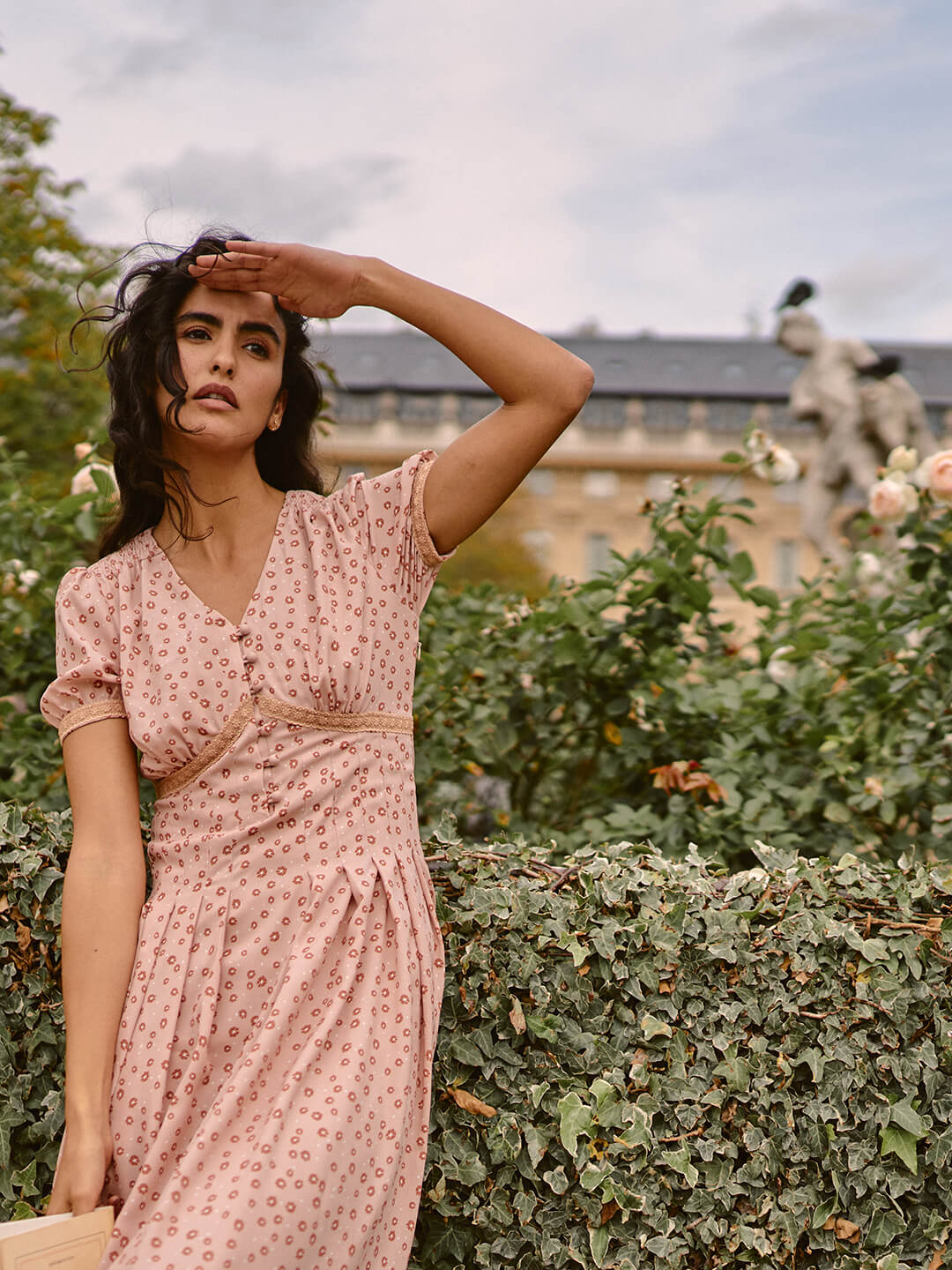 Louna Pink Rose Midi Floral Dress – Simple Retro