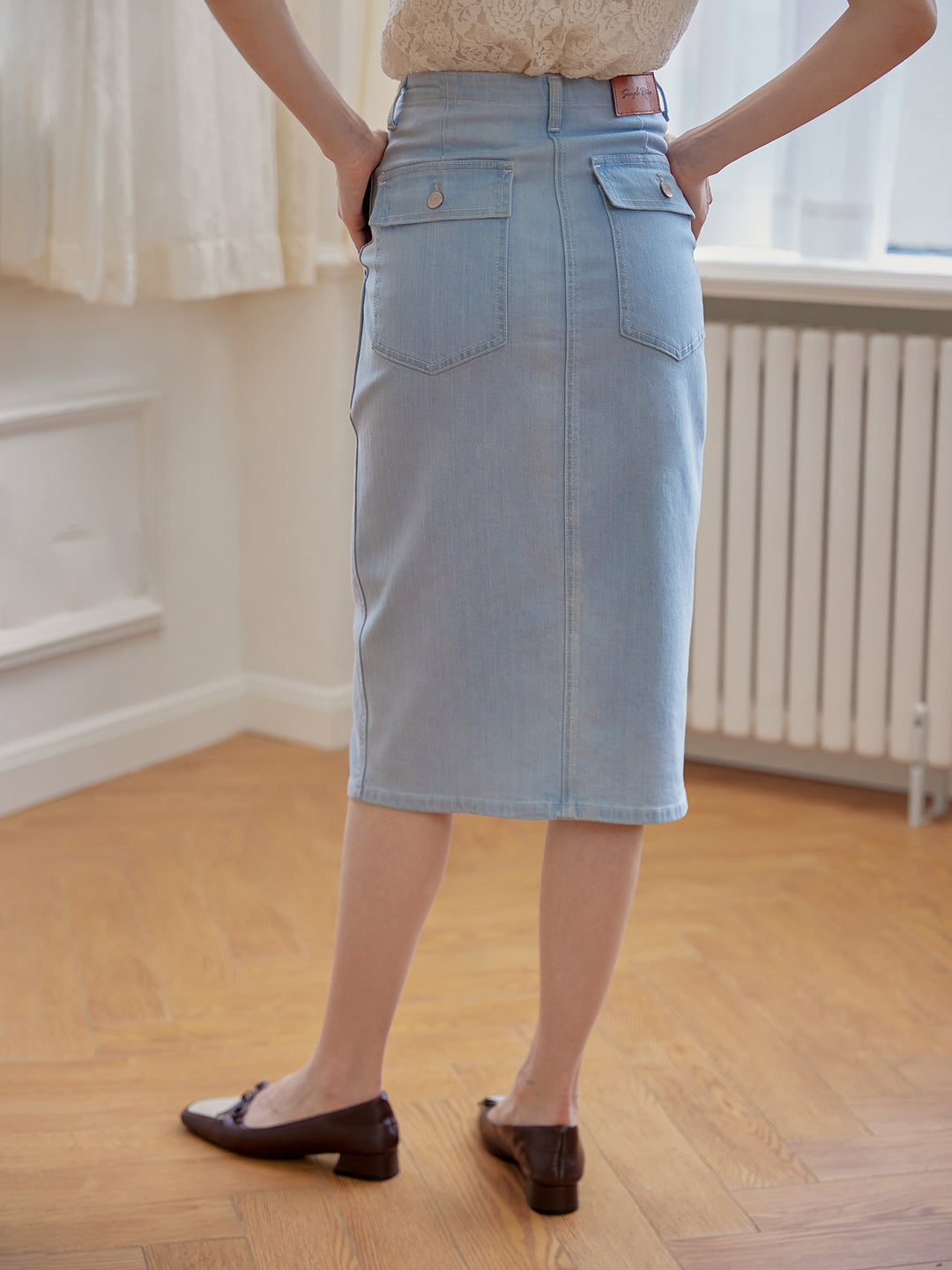 Joe High-waisted Blue Denim Skirt/SIMPLERETRO