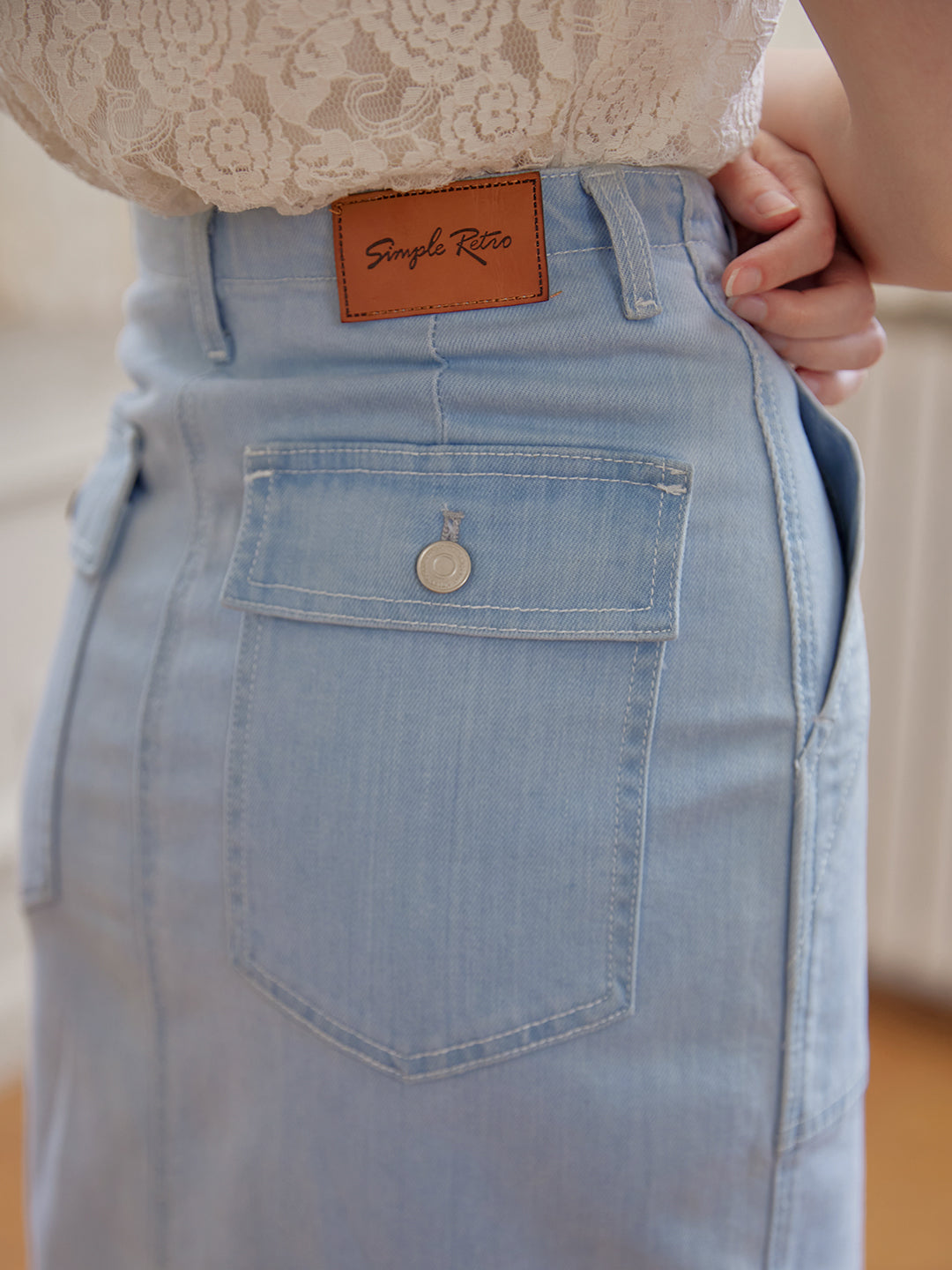 Joe High-waisted Blue Denim Skirt/SIMPLERETRO