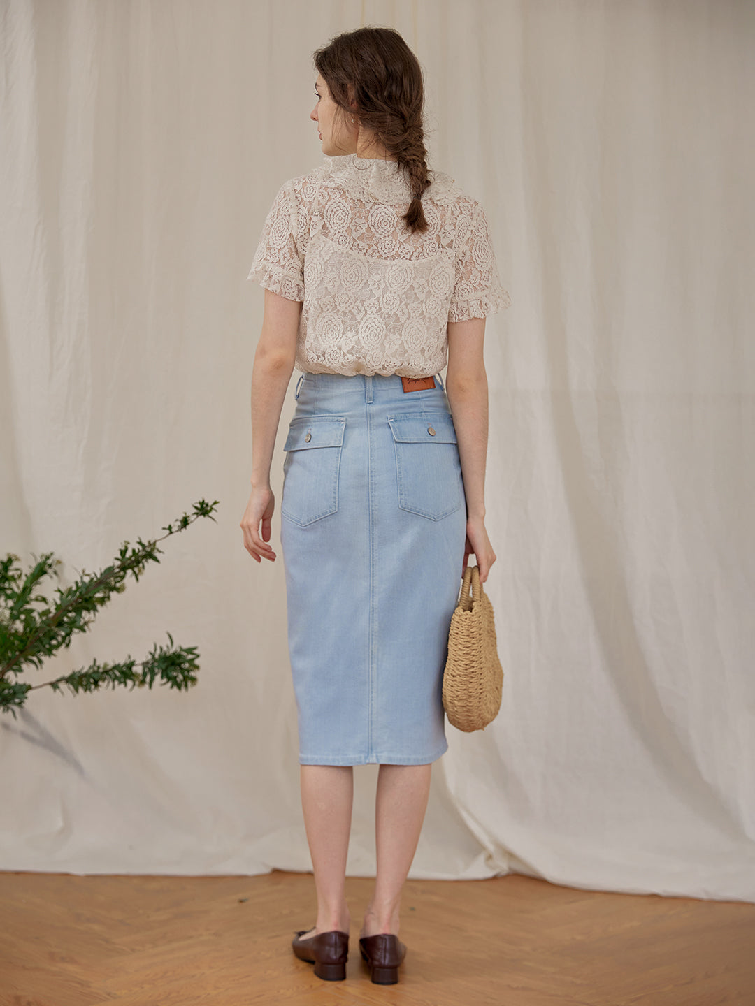 Joe High-waisted Blue Denim Skirt/SIMPLERETRO