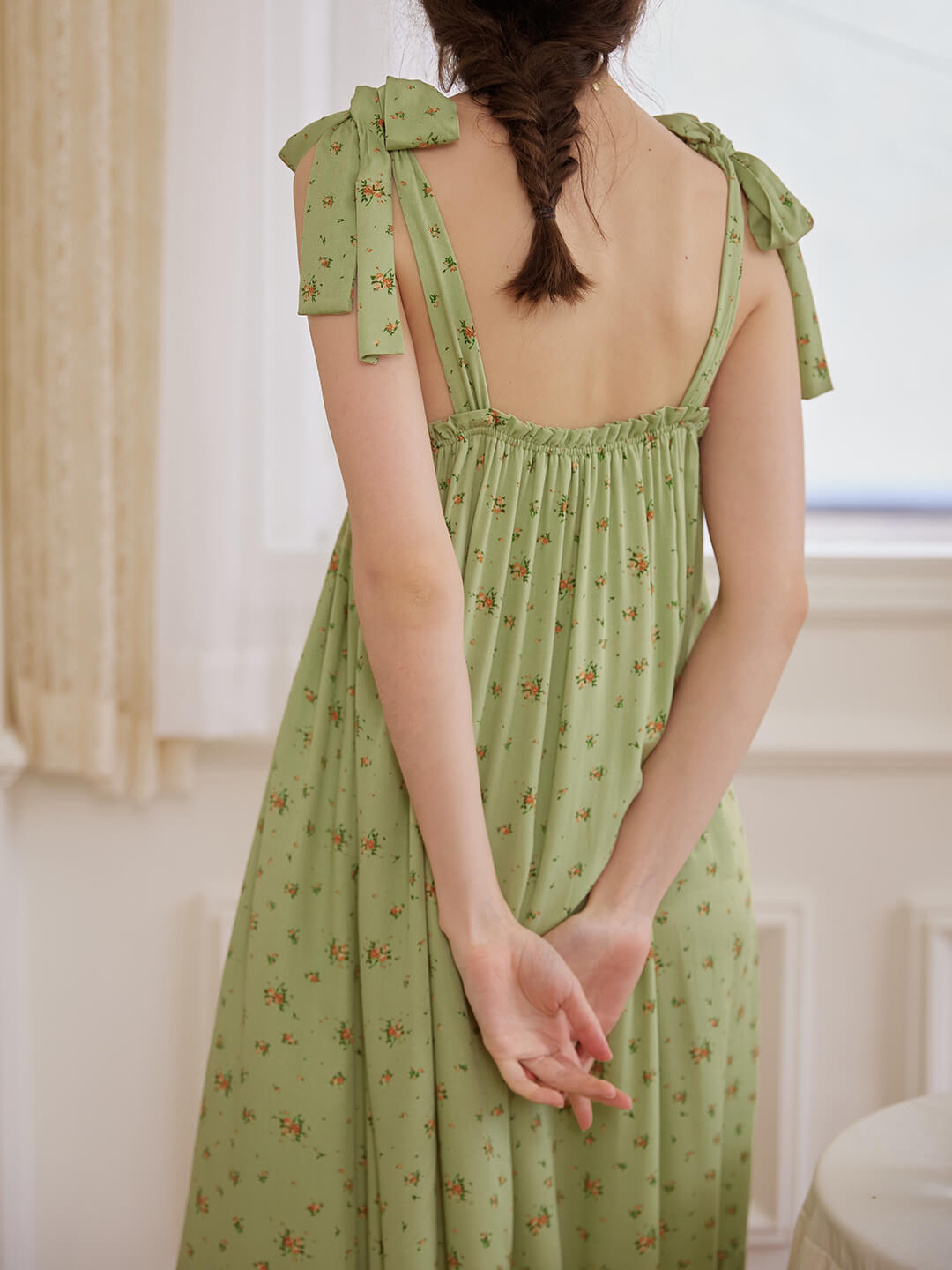 Rosalina Floral Green Slip Dress/simpleretro