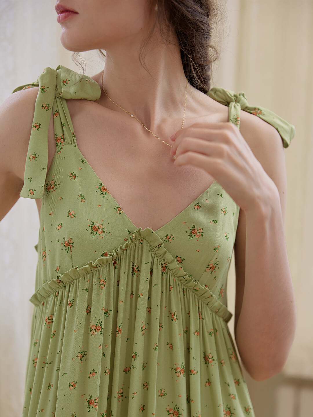 Rosalina Floral Green Slip Dress/simpleretro