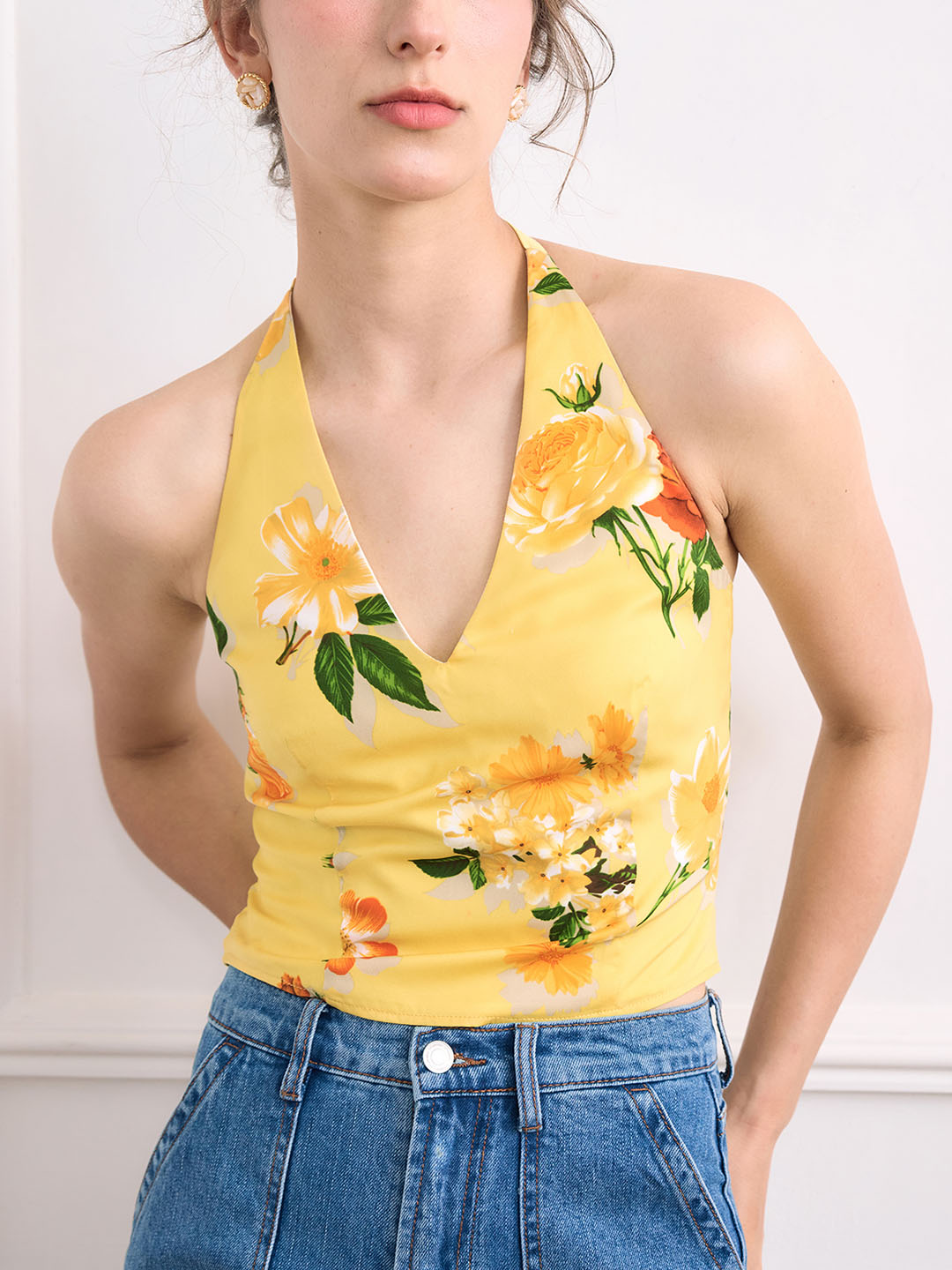 Leslie Chiffon Print Halter Top