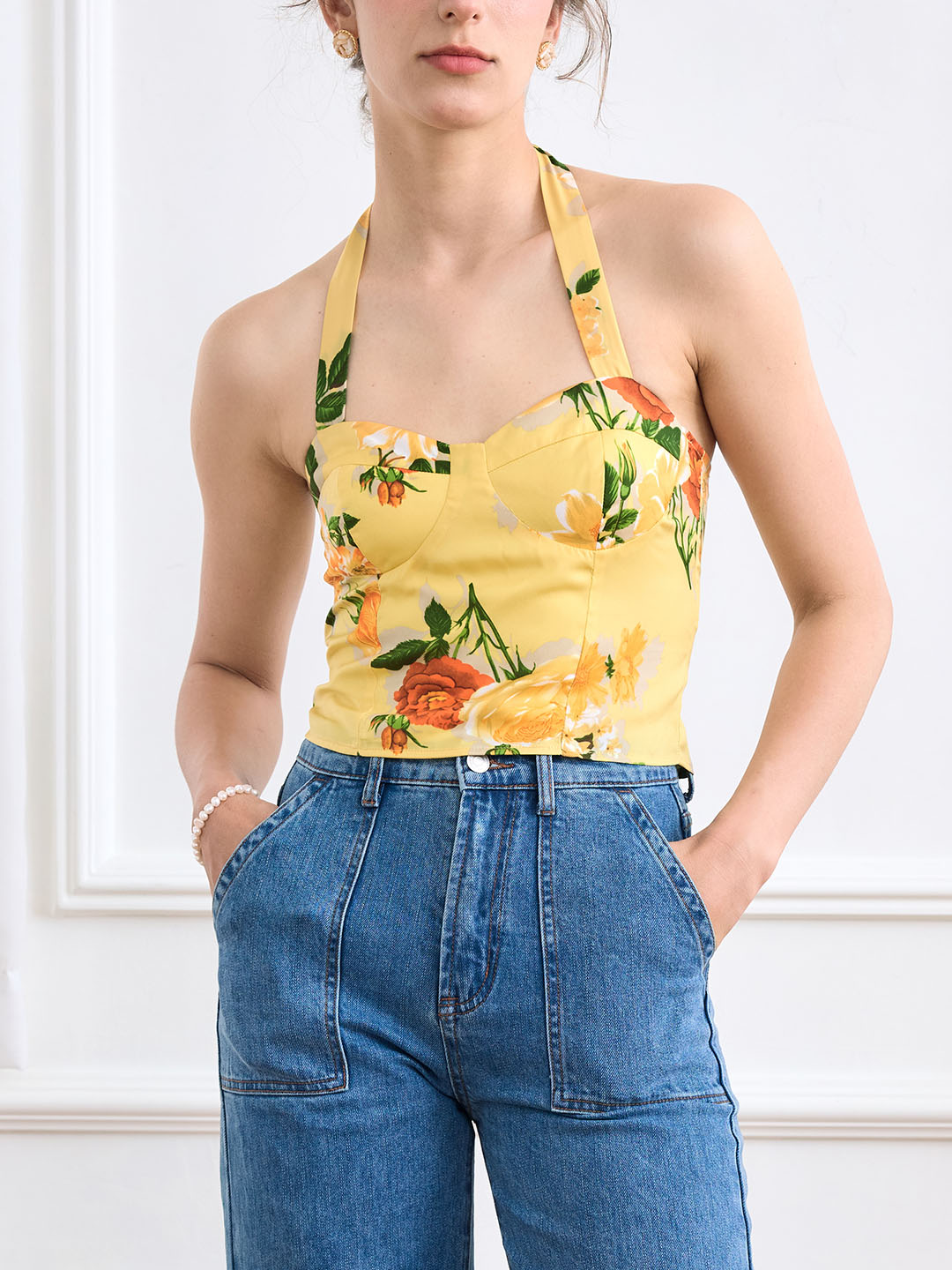 Faye Vintage Print Halter Top