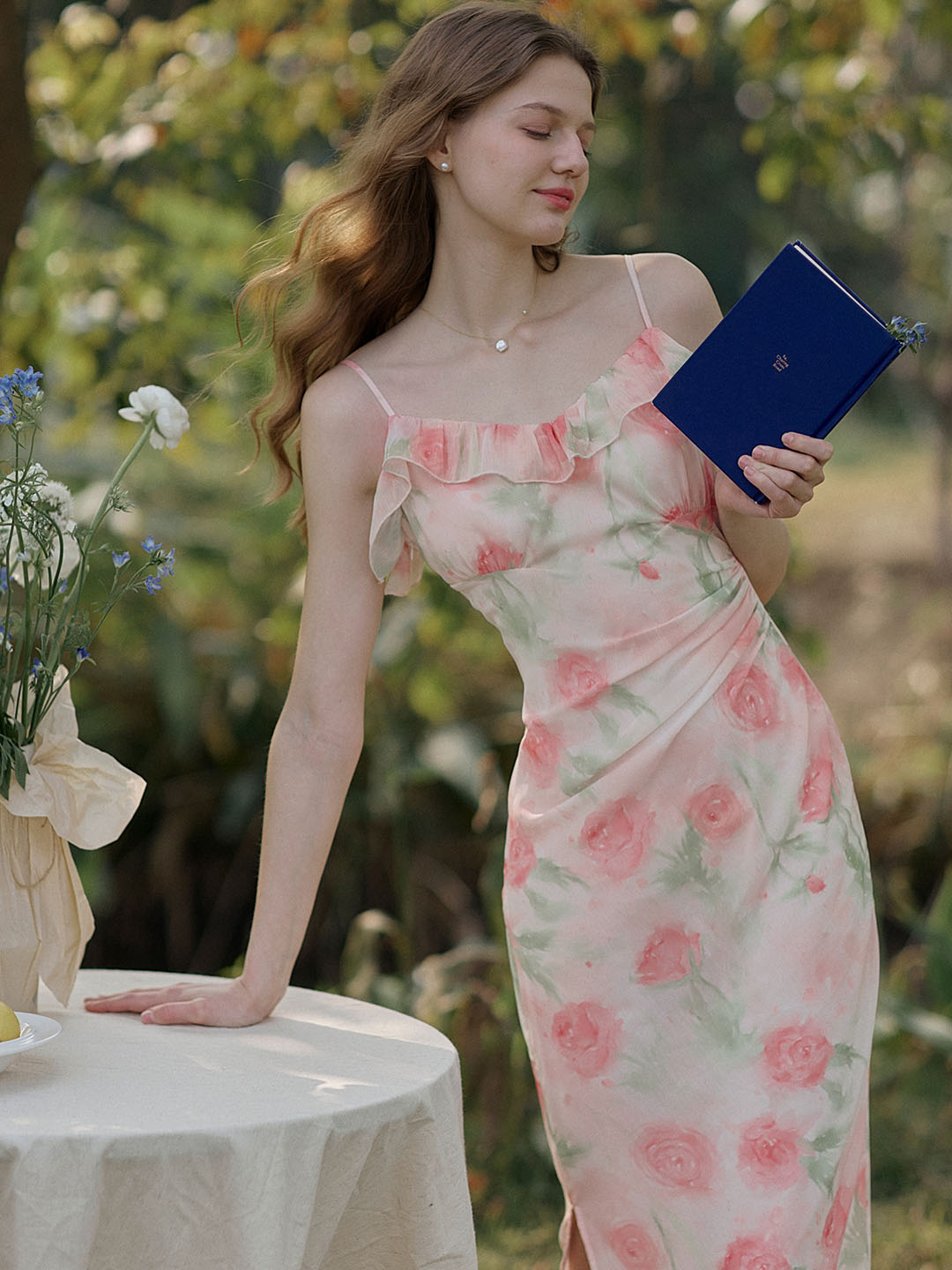 Margo Romantic Rose Print Slip Dress