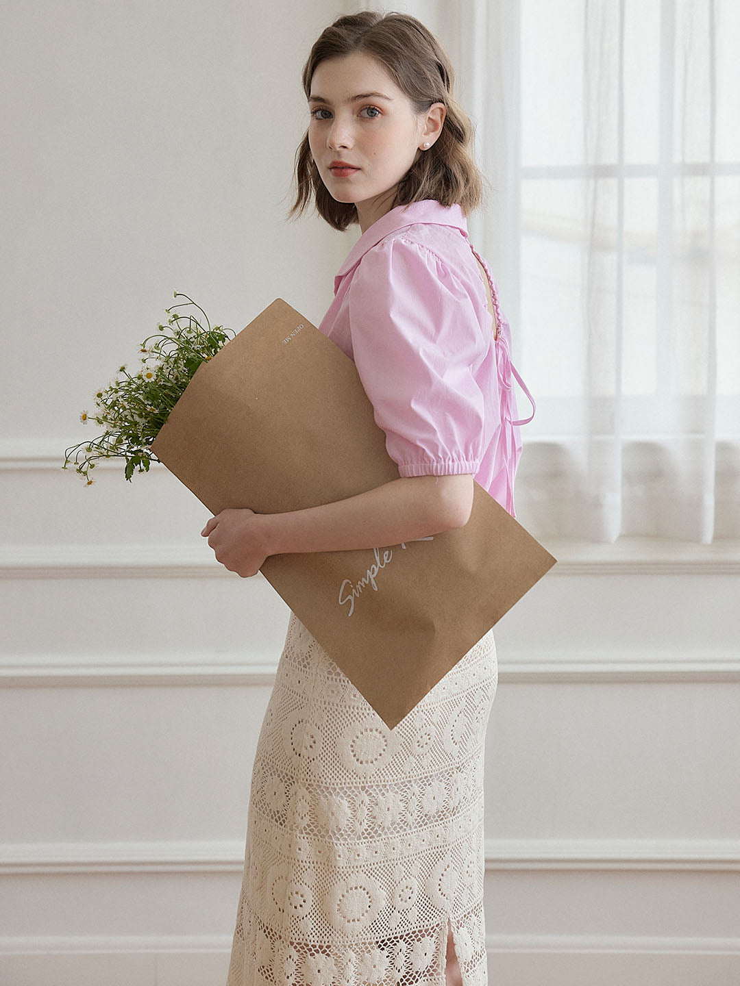 Kendra Sweet Small Lapel Pink Blouse