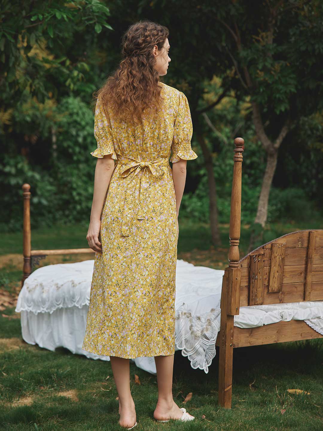 【Final Sale】 Kora Floral Printed Maxi Dress Yellow