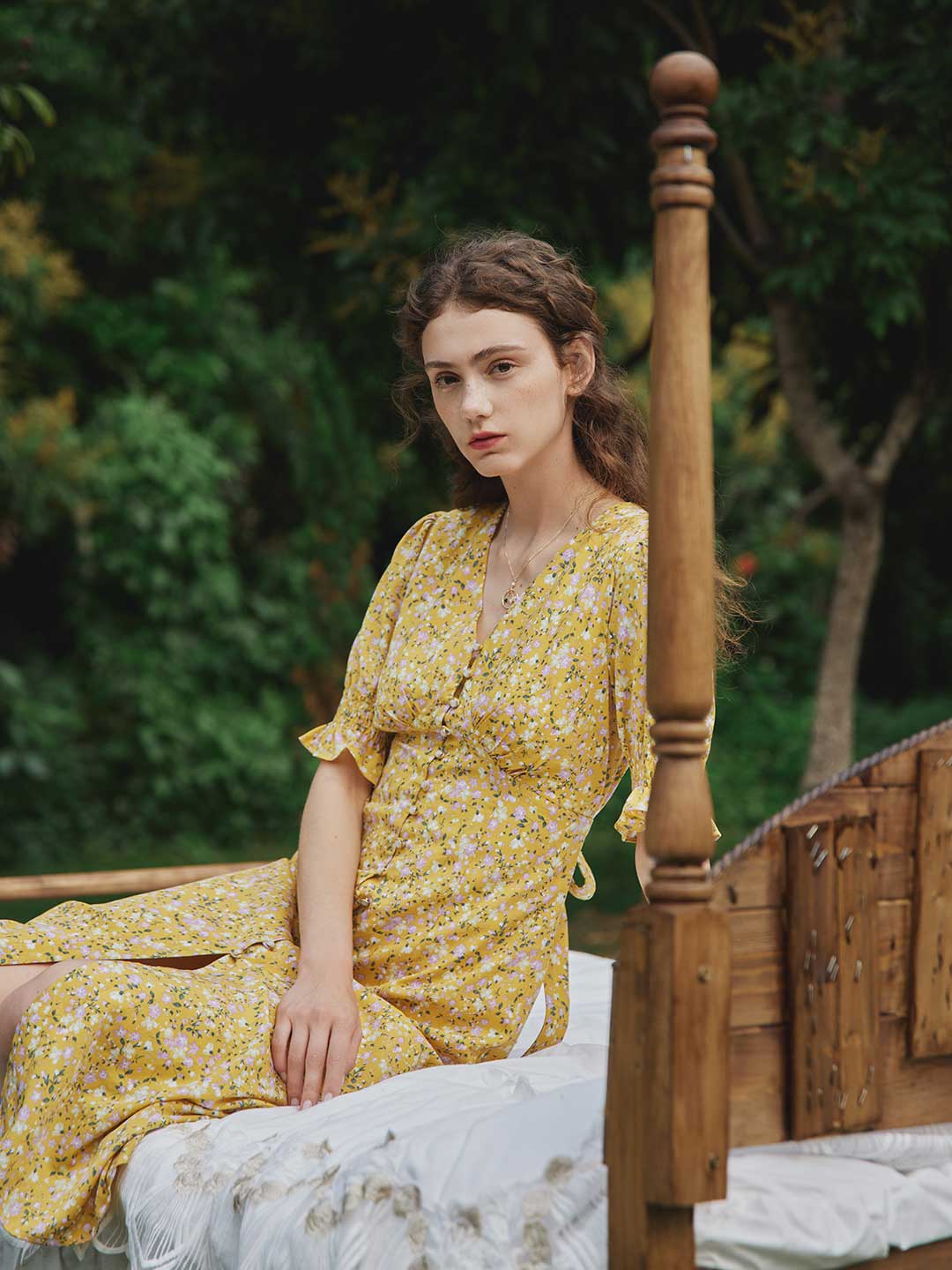 【Final Sale】 Kora Floral Printed Maxi Dress Yellow