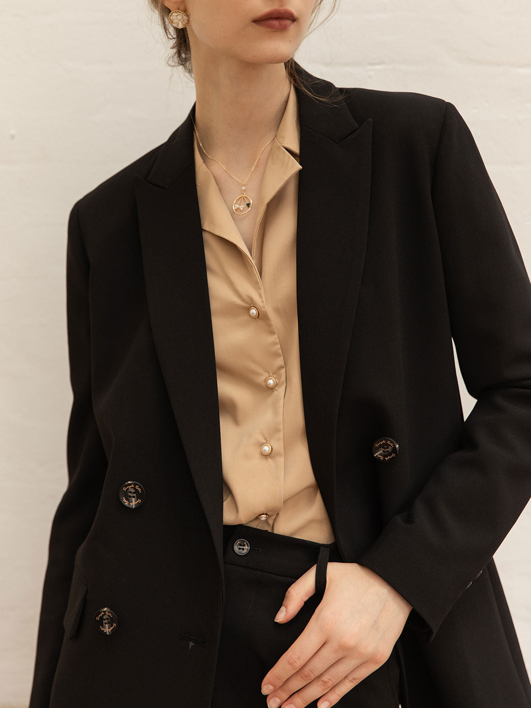 Abigail Double-breasted Straight Blazer/Simple Retro/11237