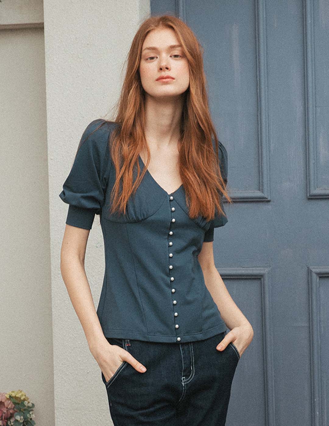 Alice V-Neck Cottons Blouse