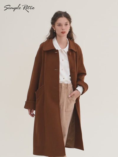 【SALE】Bella Vintage 100% Wool Caramel Long Coat