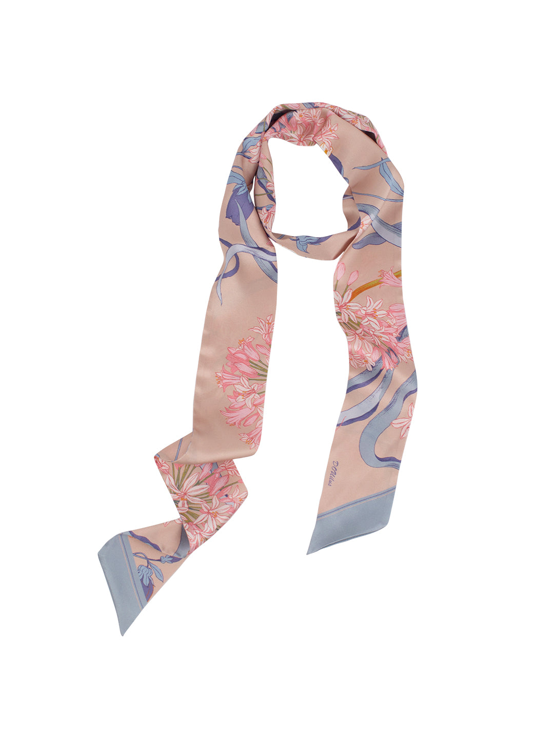 Chowxiaodou 16 Momme  Agapanthus Silk neck bow -Pink