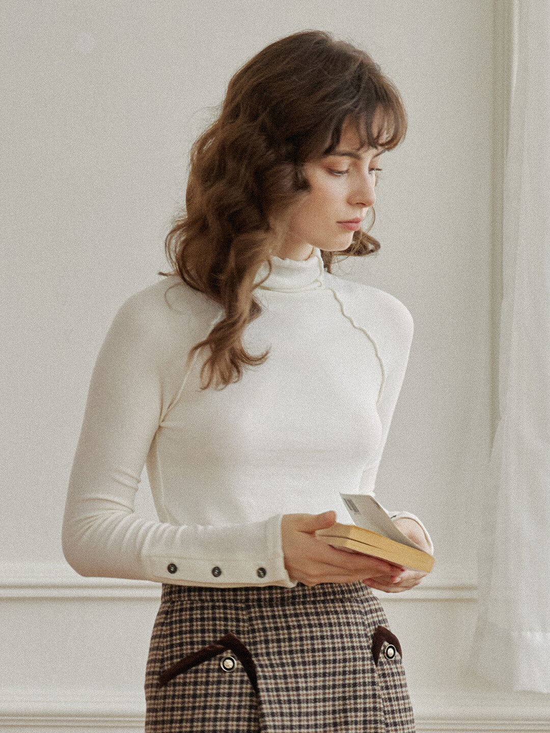 Arlette Turtleneck White Knit Top