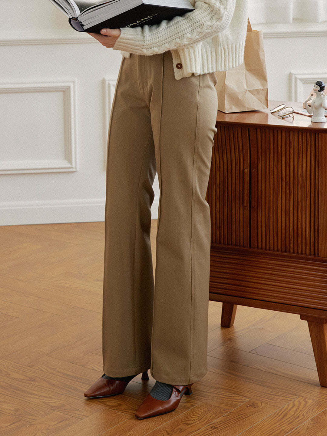 Teresa Khaki Flared Trousers