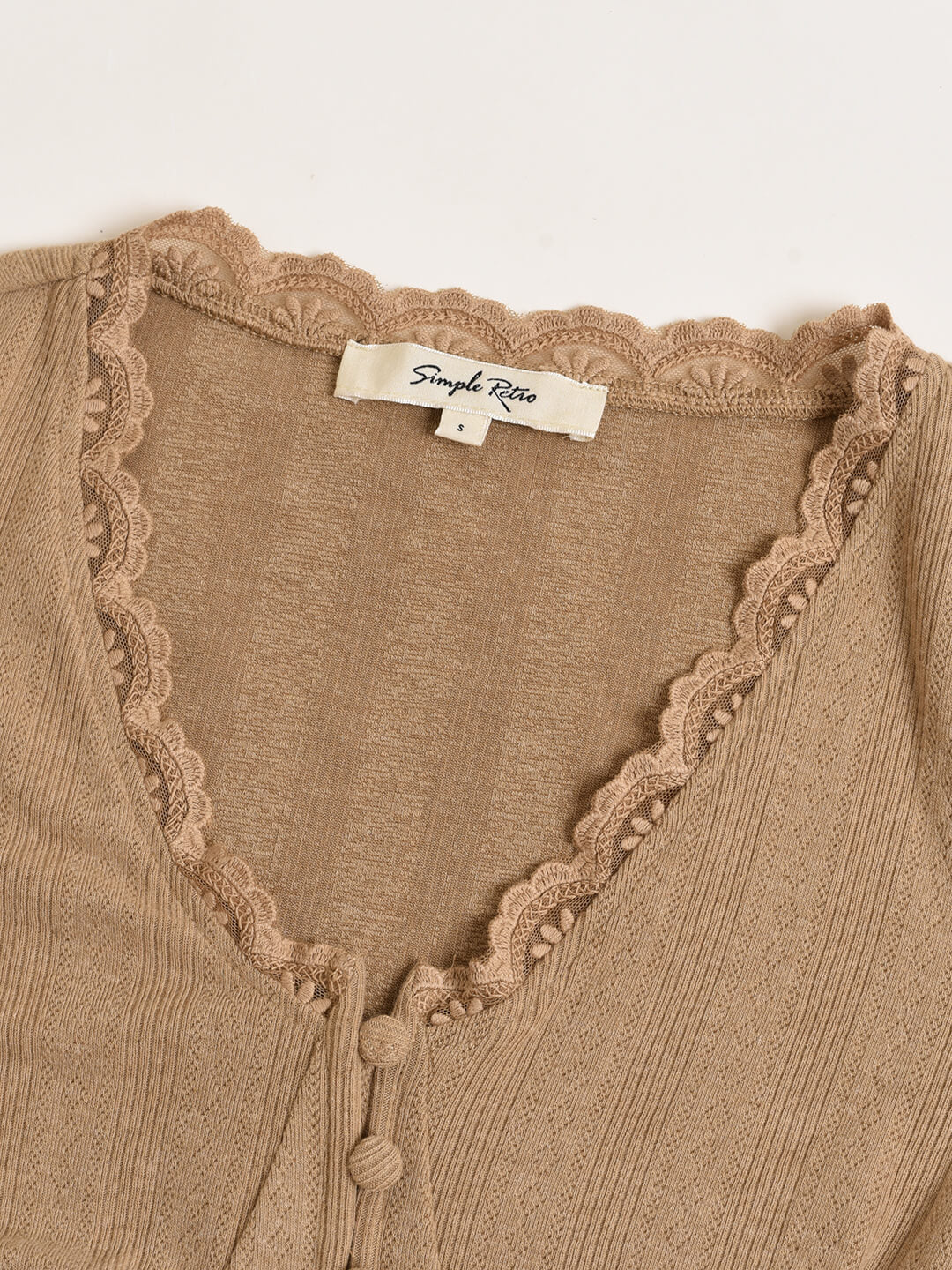 Trina Lace V-neck Khaki Knitted Top