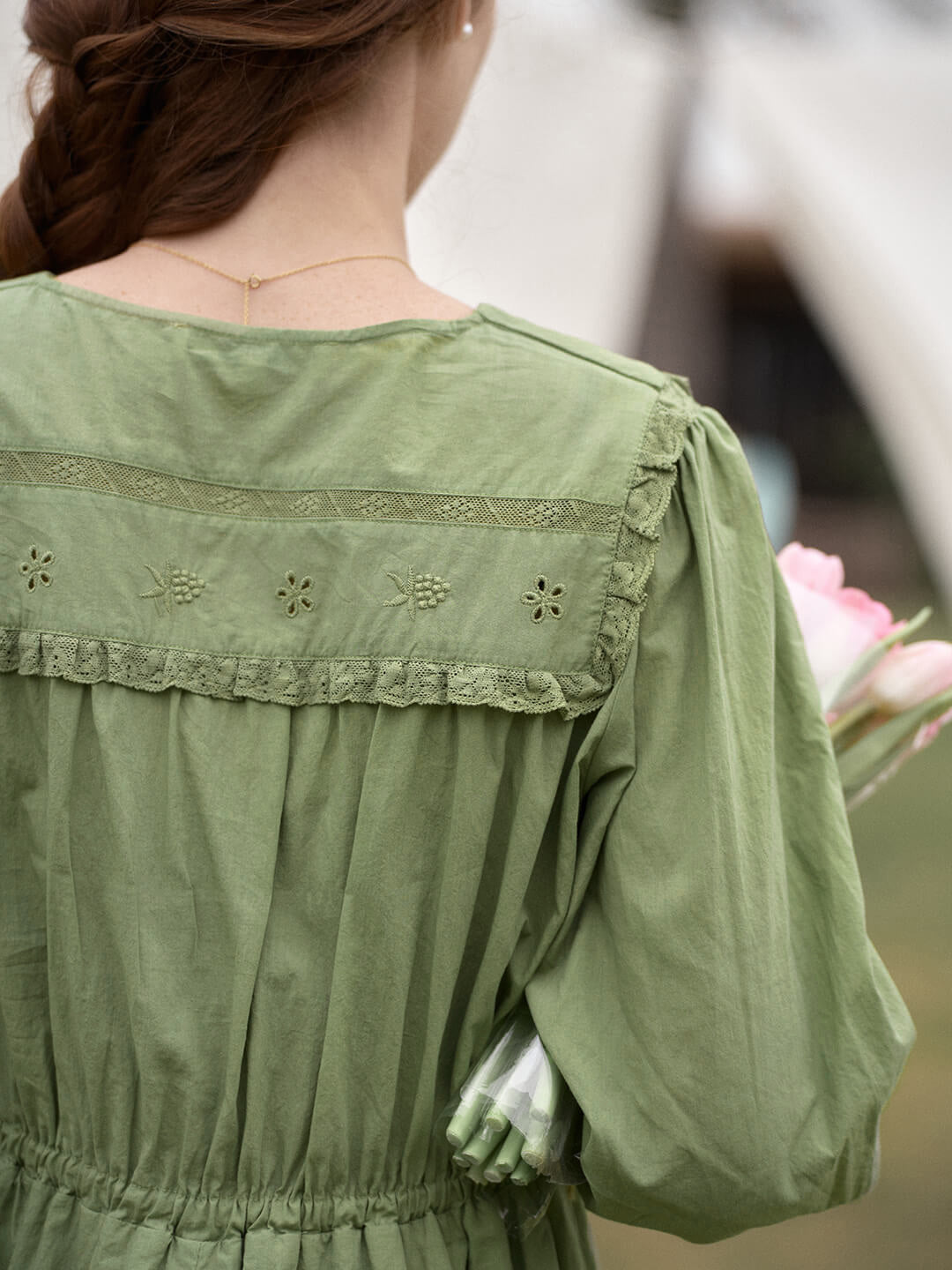 【Final Sale】Kaylani V-neck Raspberry Embroidered Lace Dress