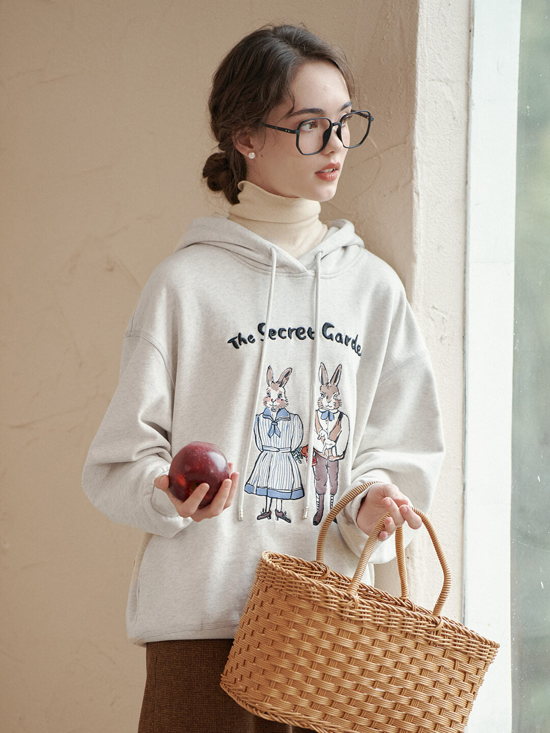 Rabbit Embroidered Hoodie