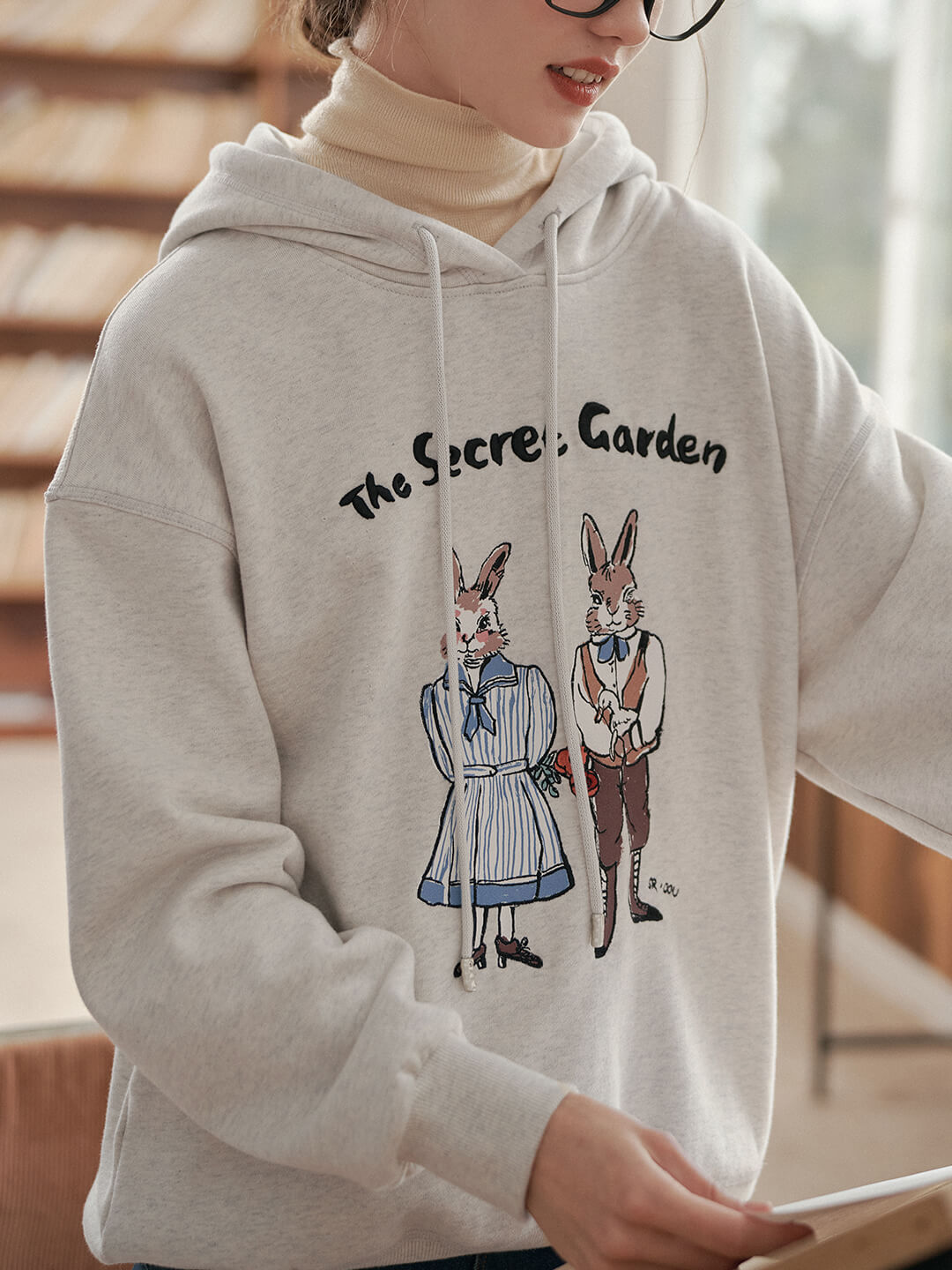 Rabbit Embroidered Hoodie