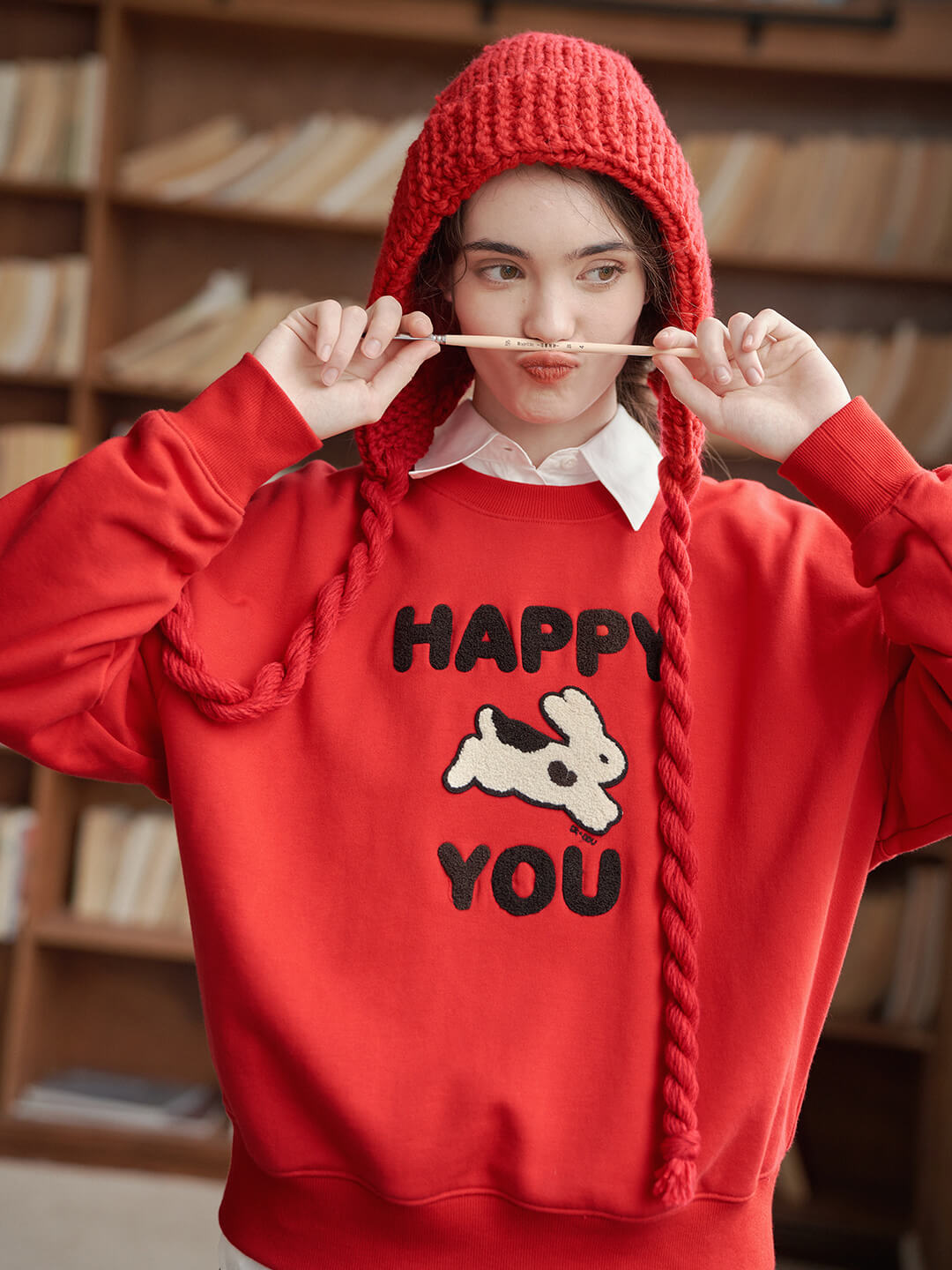 Happy to You Rabbit Graphic Hoodie