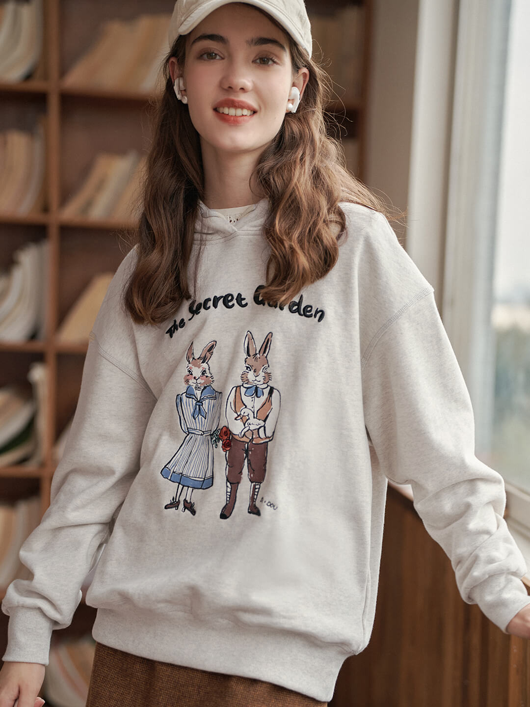 Rabbit Embroidered Hoodie