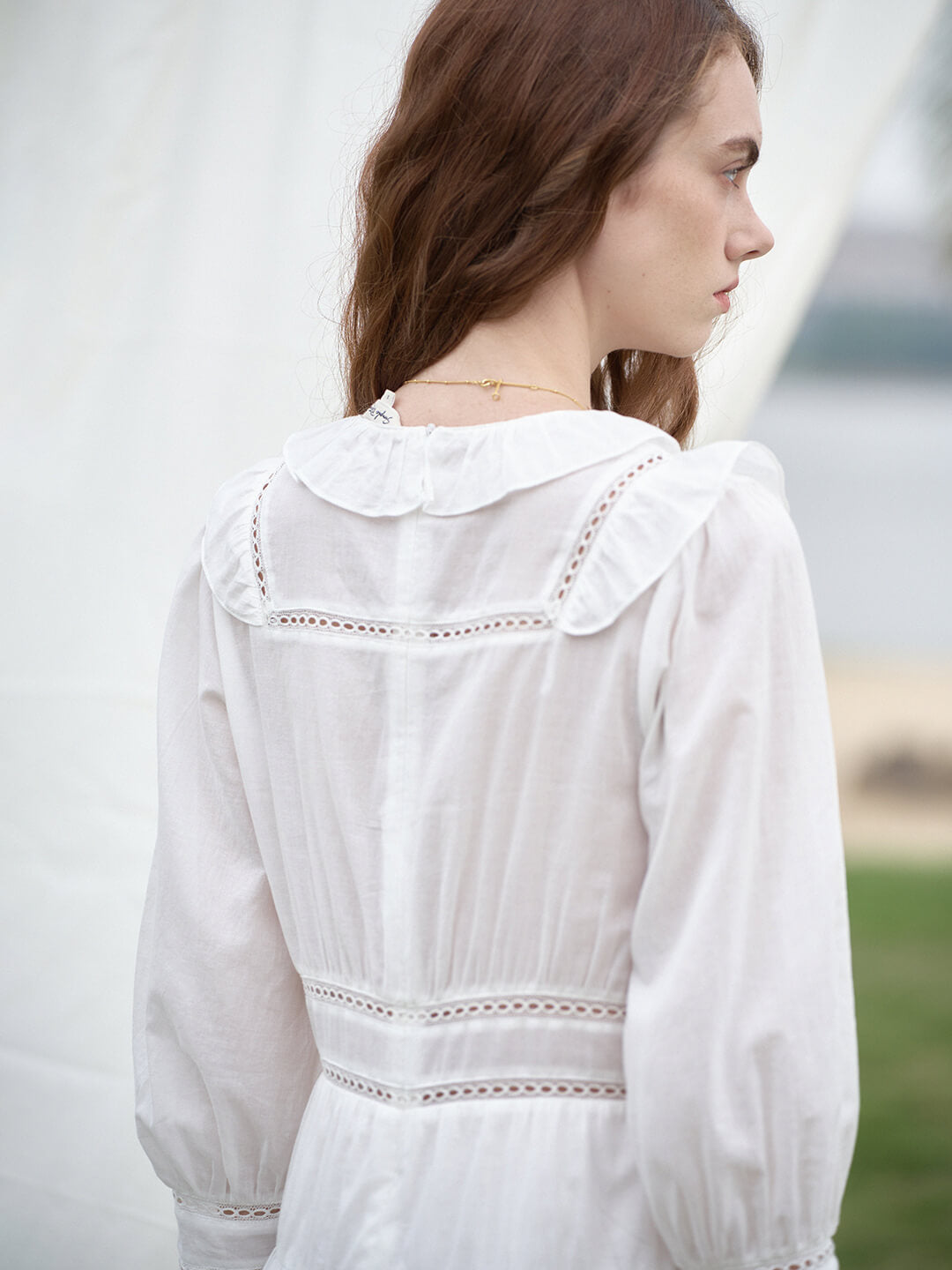 【Final Sale】Lucille Victorian Long Sleeve White Dress