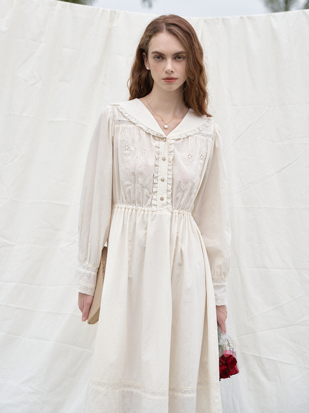 【Final Sale】Kaylani V-neck Raspberry Embroidered Lace Dress