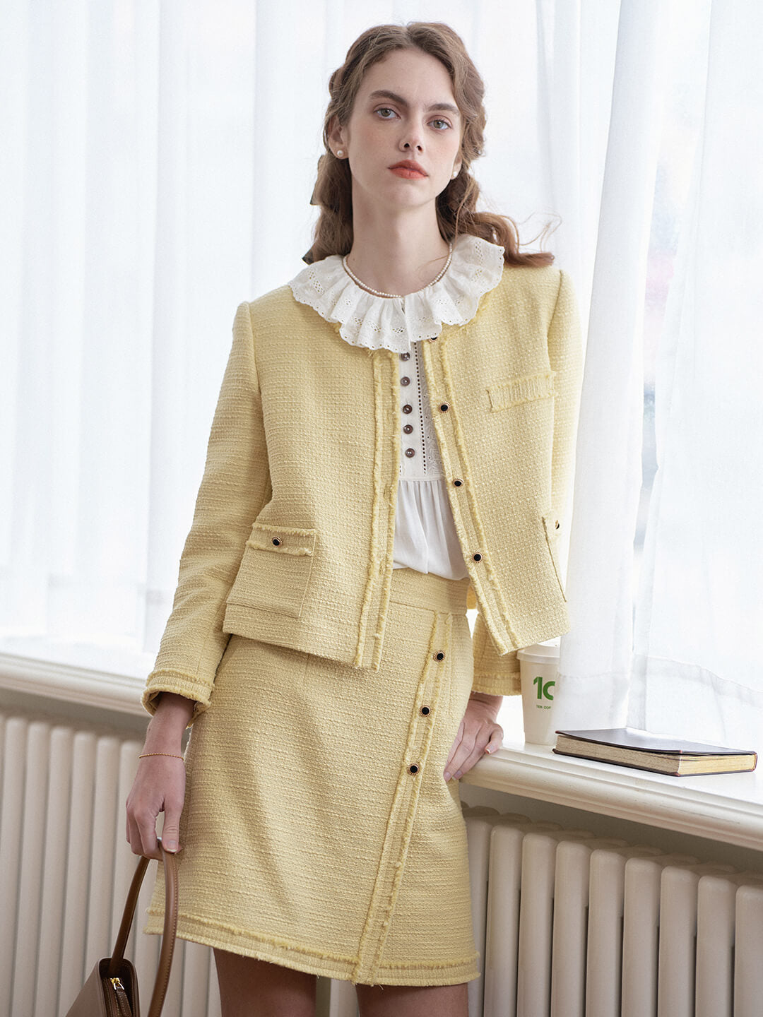 【Final Sale】Aitana Yellow Brushed Tweed Skirt