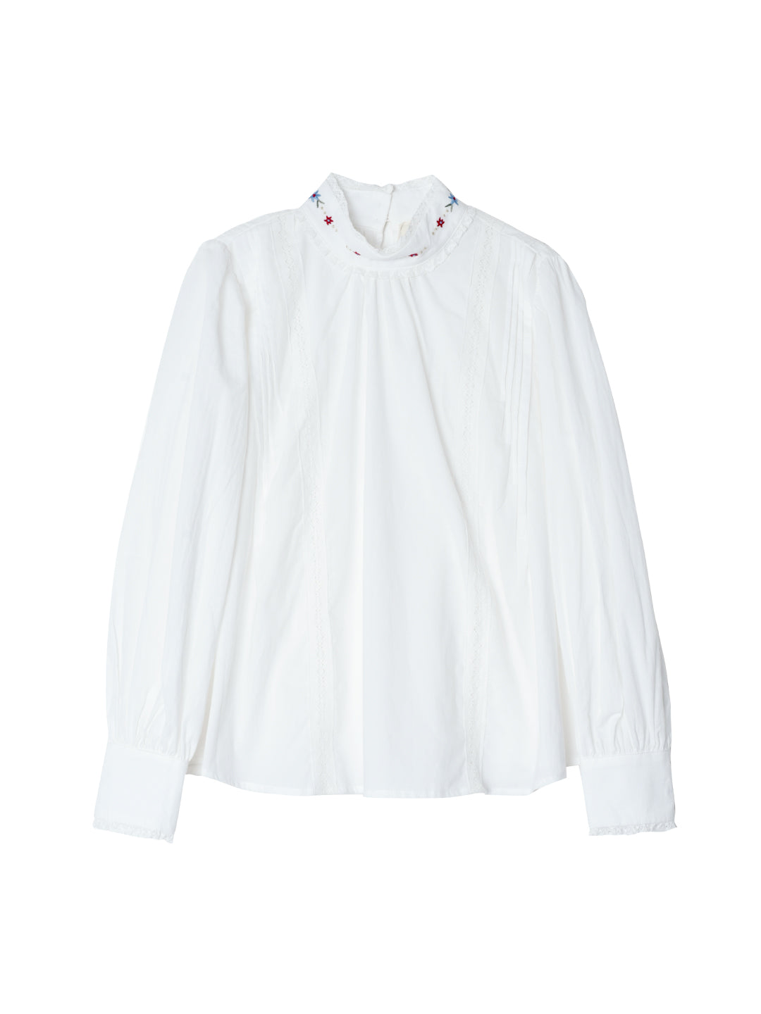 【Final Sale】Aylin Mock Neck Embroidered White Shirt