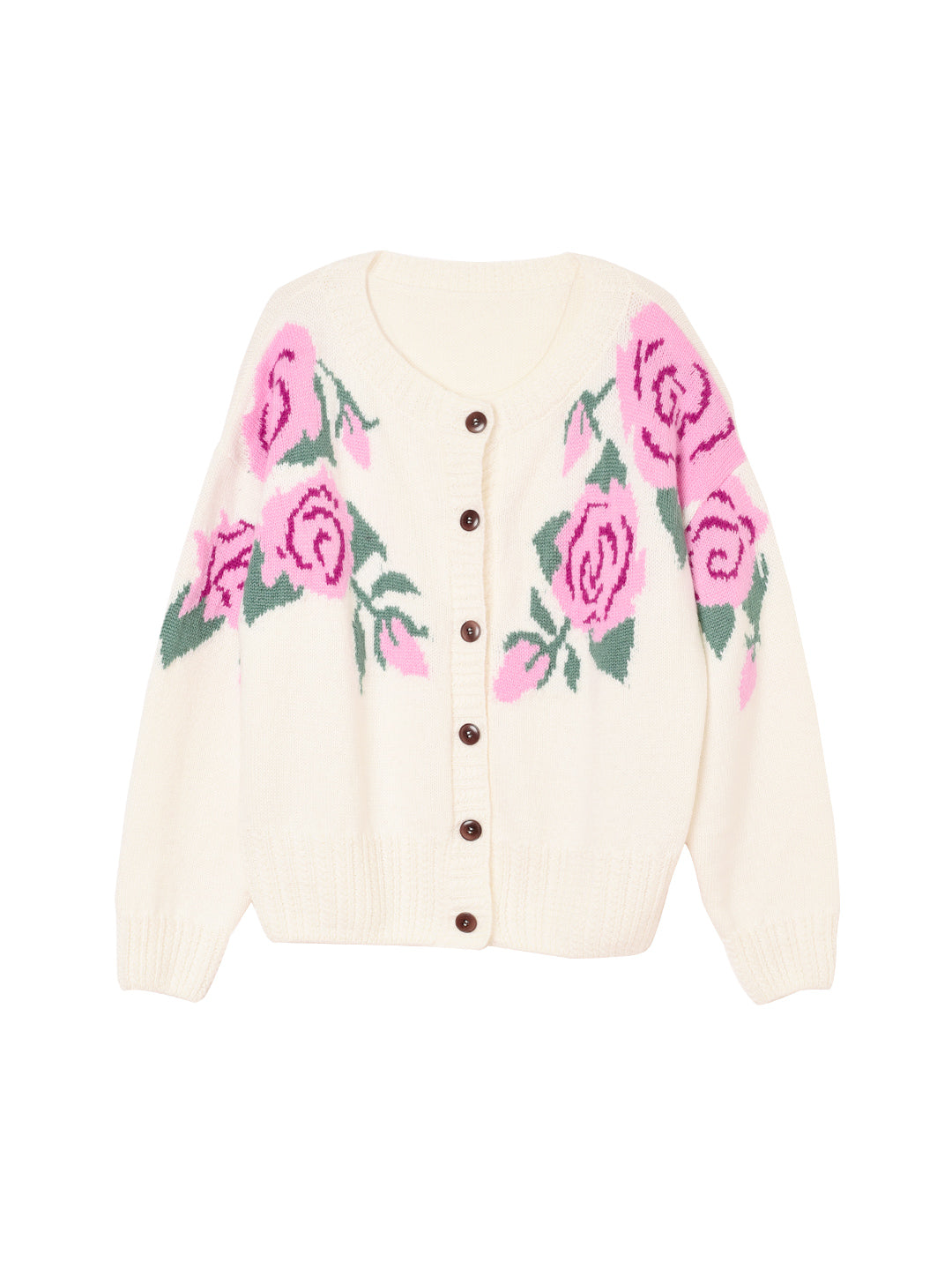 Noemi Rose Jacquard White Knit Cardigan/simpleretro