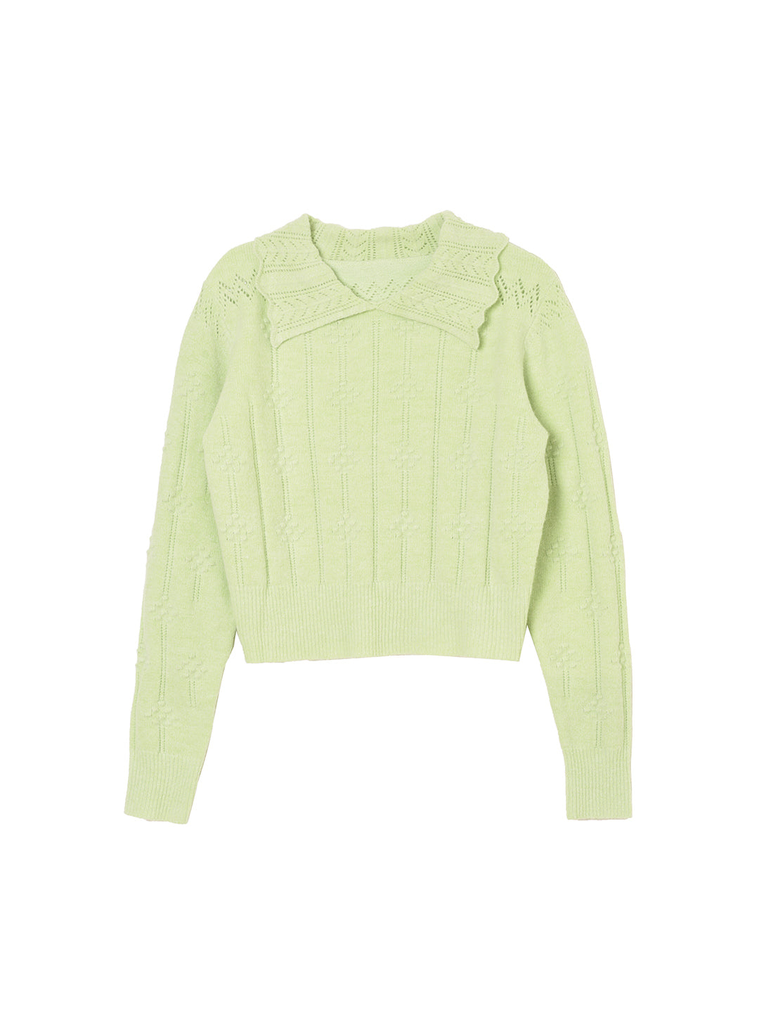 Jasmine Cable Polo Green Knit Sweater/SIMPLERETRO