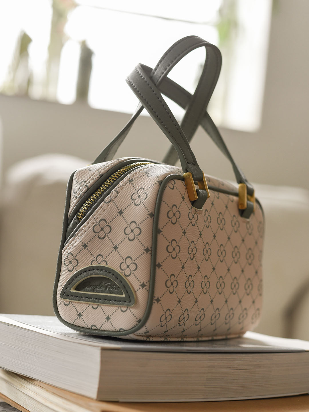 Emily Logo Printed Boston Bag