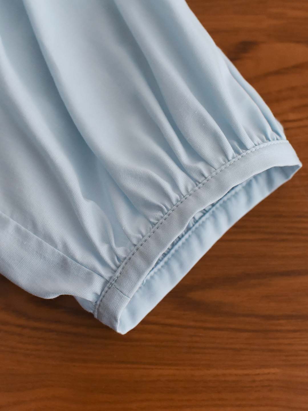 【Final Sale】Kenzie Cool Tencel Linen Light Blue Tie Blouse