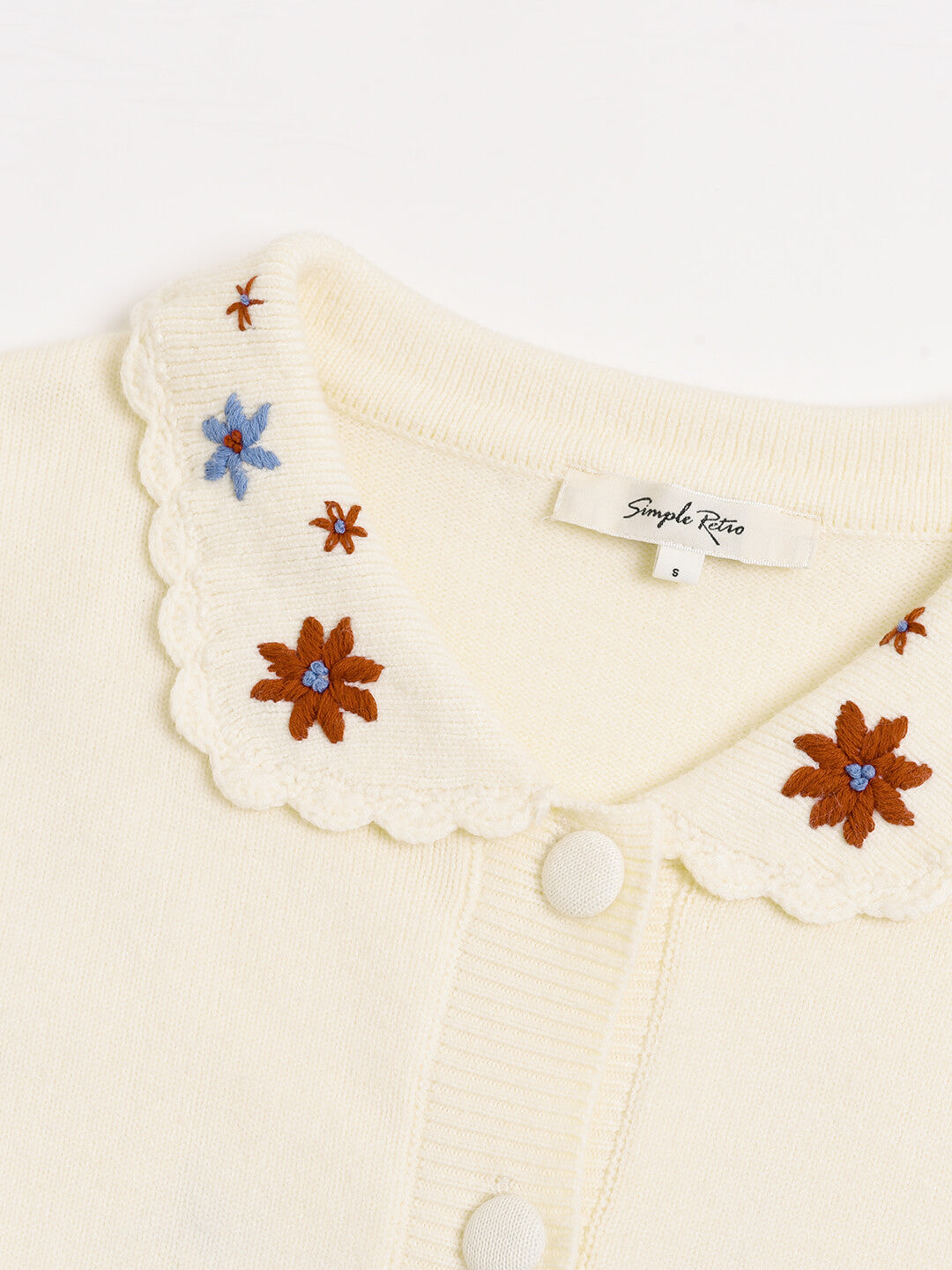 【Final Sale】Grace Floral Embroidered Apricot Knit Cardigan