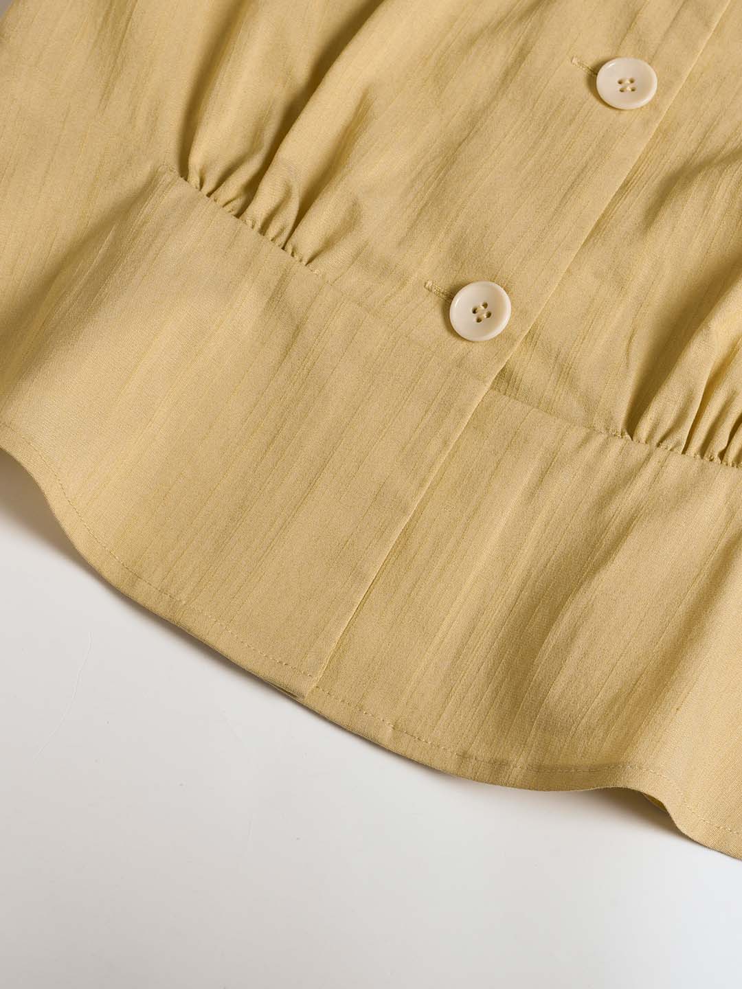 Helena Lapel Yellow Short Sleeve Blouse