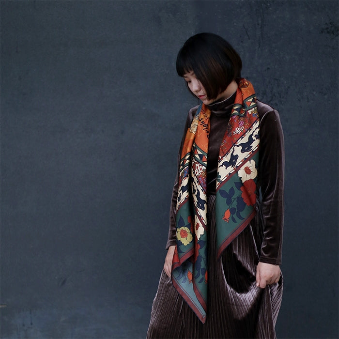 Chowxiaodou 16 Momme Large Square Slik Twill  Scarf 110*110