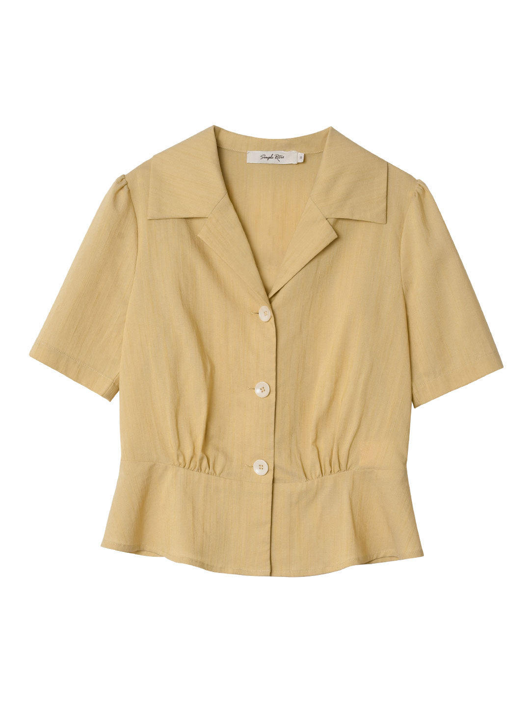 Helena Lapel Yellow Short Sleeve Blouse