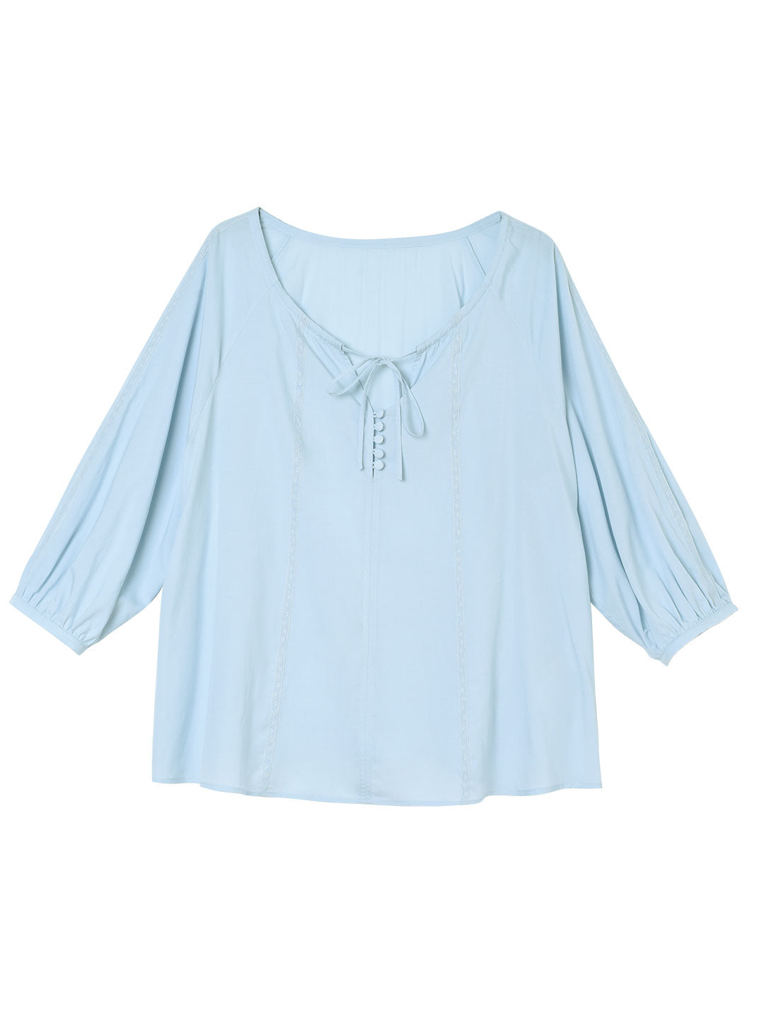 【Final Sale】Kenzie Cool Tencel Linen Light Blue Tie Blouse